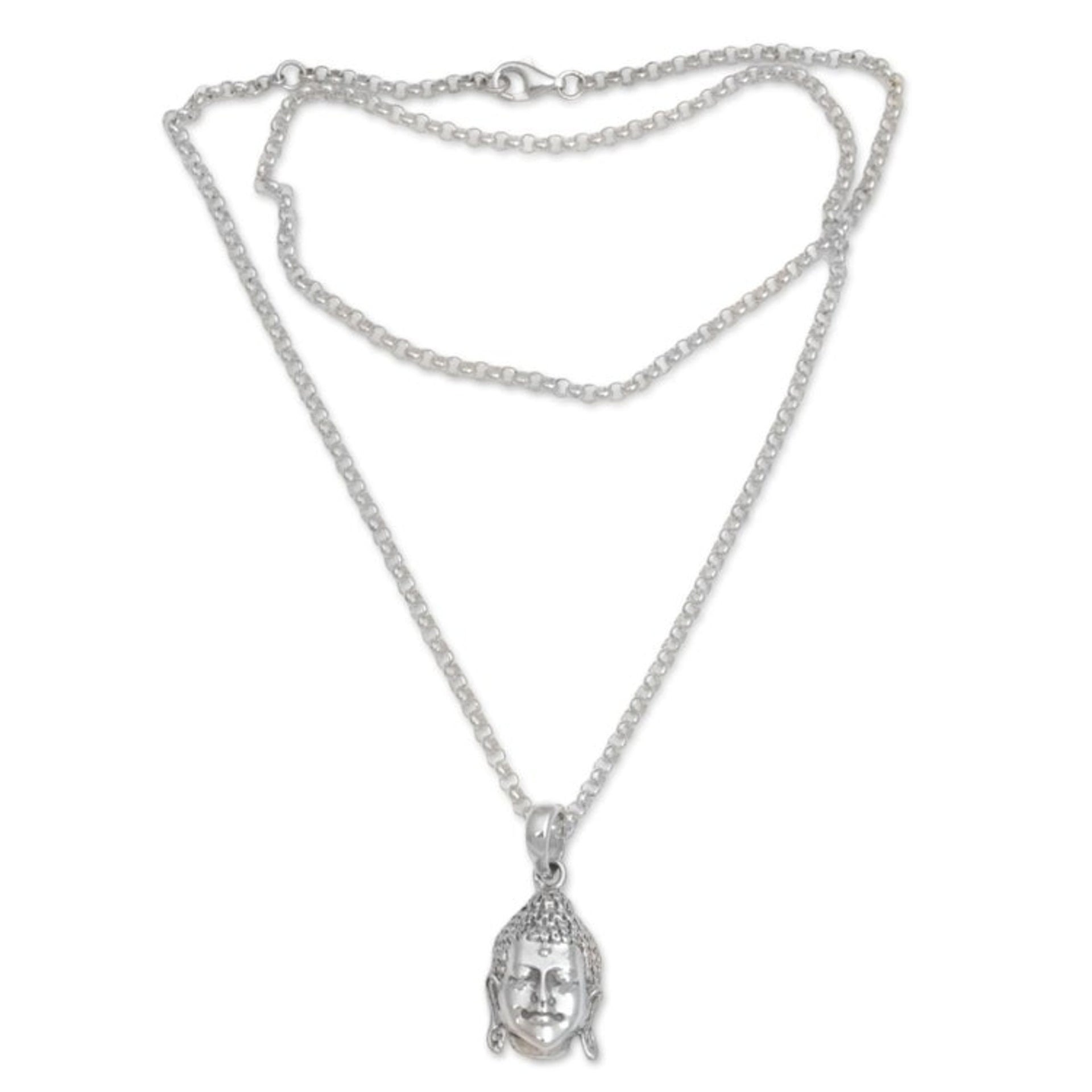 Sterling Silver Buddha Pendant Necklace from Bali 'Buddha Shine'