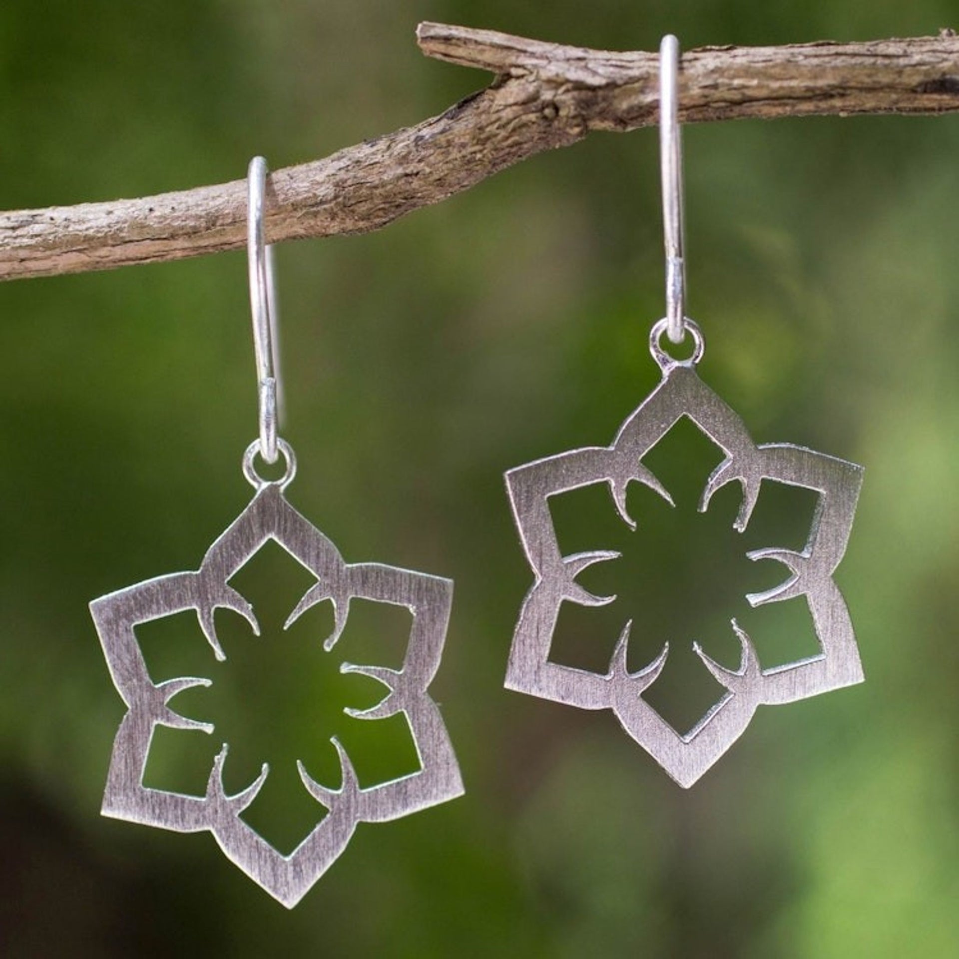 Sterling Silver Earrings Floral Jewelry from Thailand 'Lotus Mirage'