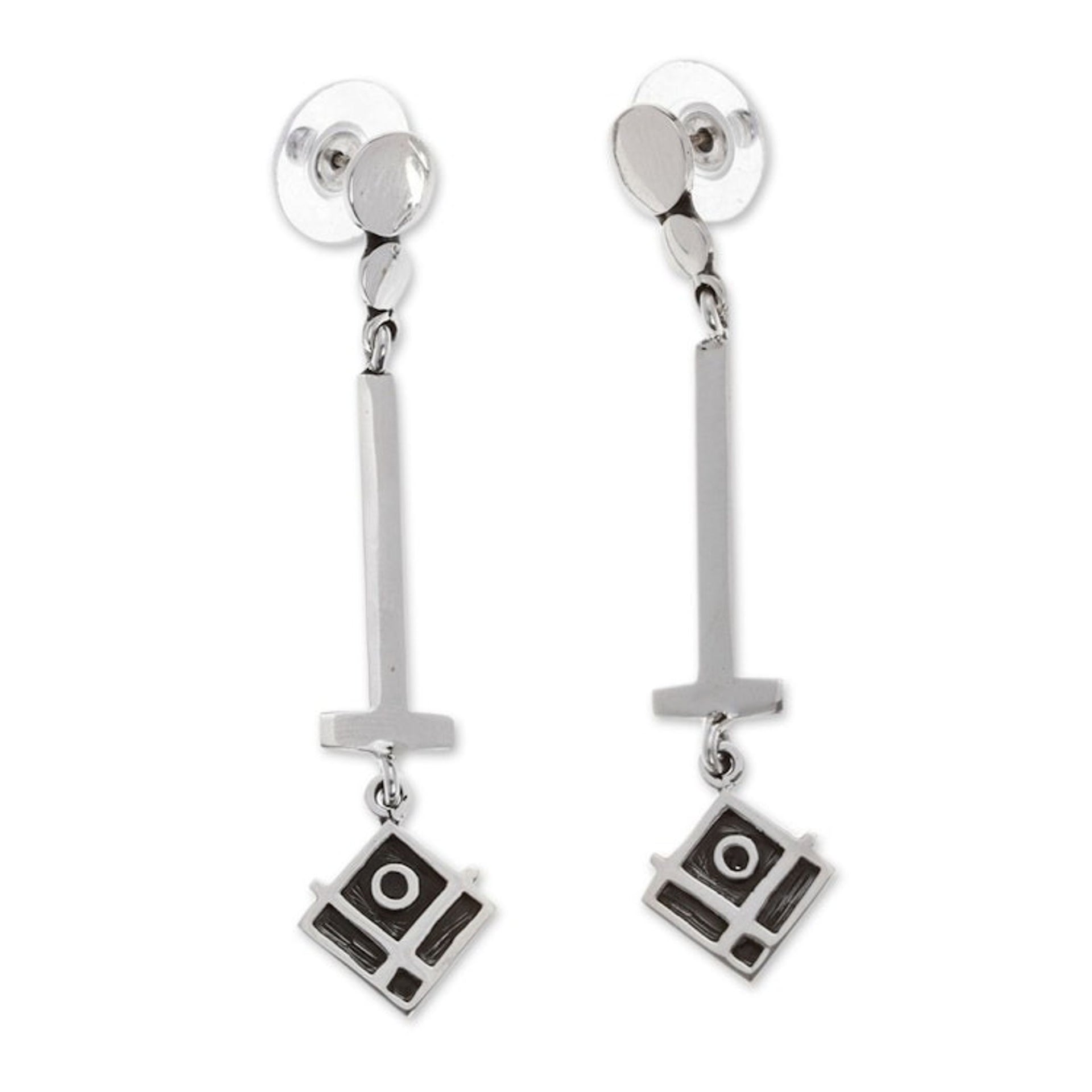 Sterling Silver Dangle Earrings with Geometrical Shapes 'Geometry Style'