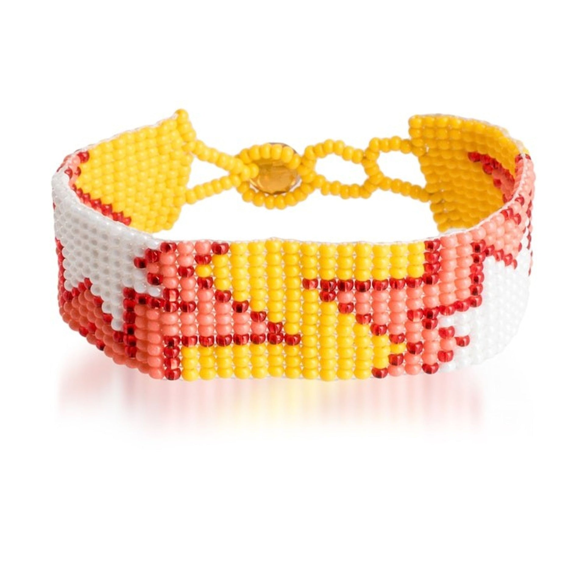 Star-Inspired Glass Beaded Wristband Bracelet in Warm Hues 'Sunrise Blast'