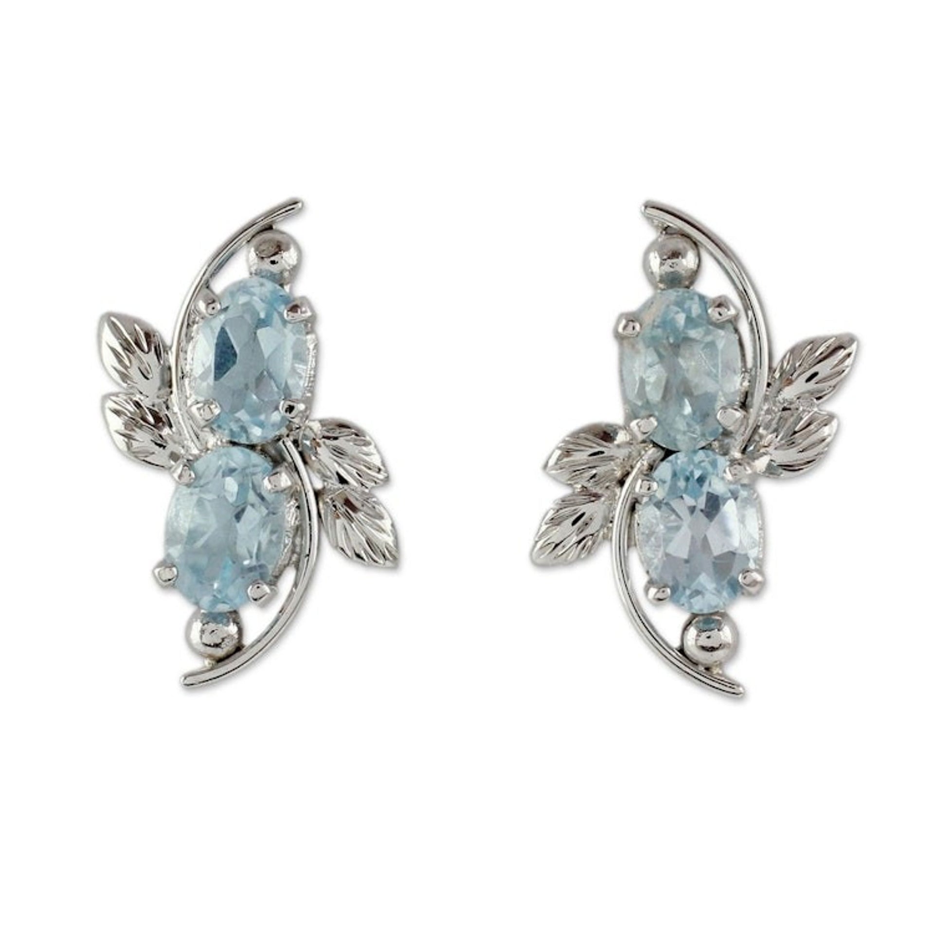 4 Carat Blue Topaz Earrings 'Elegant Azure'