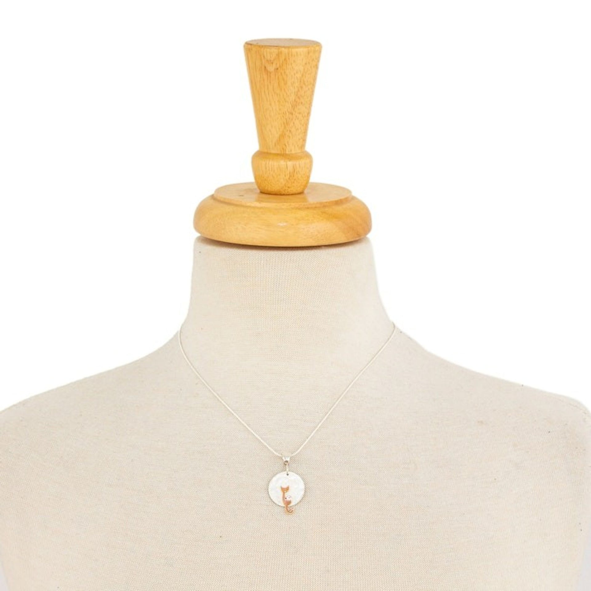 Sterling Silver and Copper Cat Pendant Necklace from Mexico 'Lunar Cat'