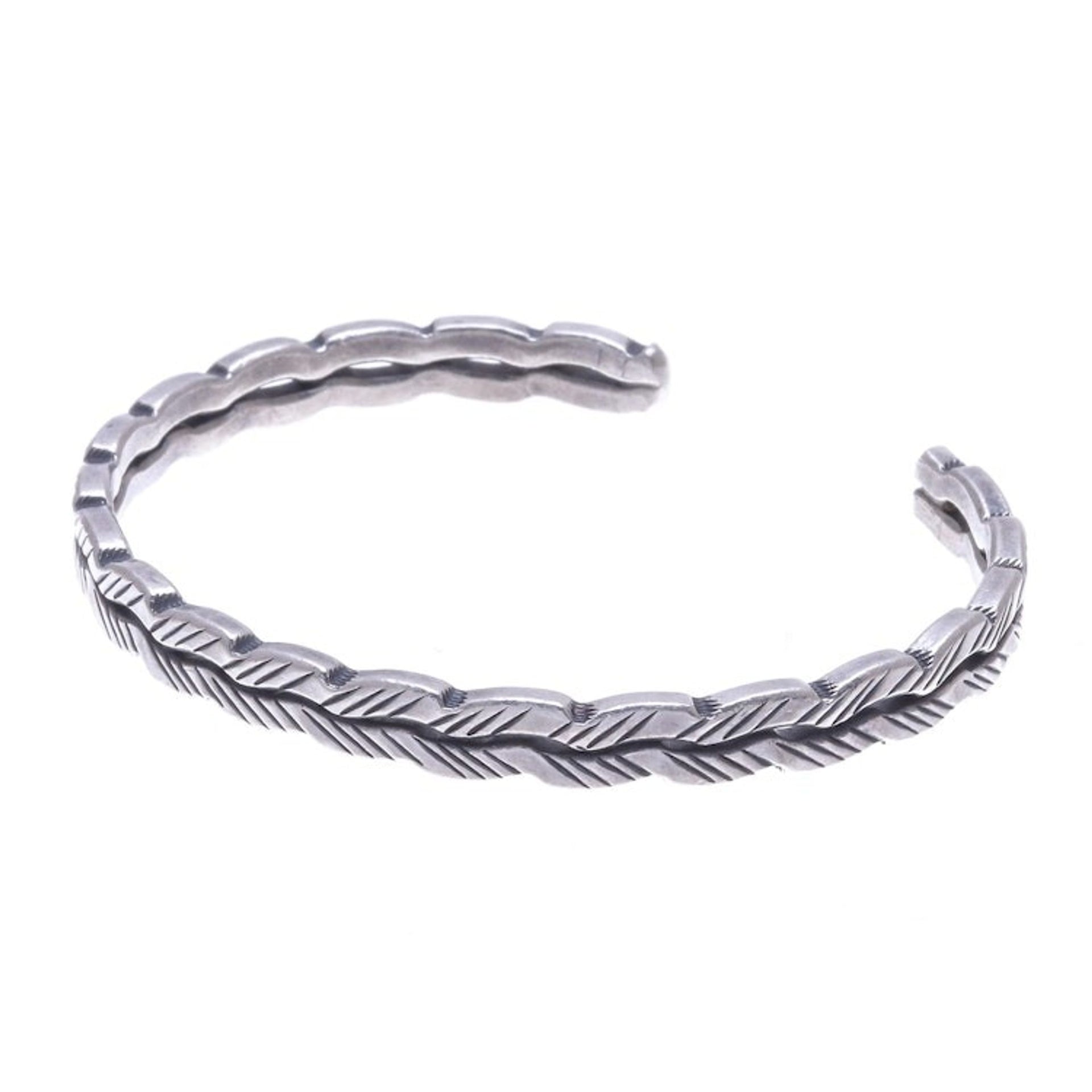 Thai Hill Tribe Sterling Silver Cuff Bracelet 'Leaf Trail'