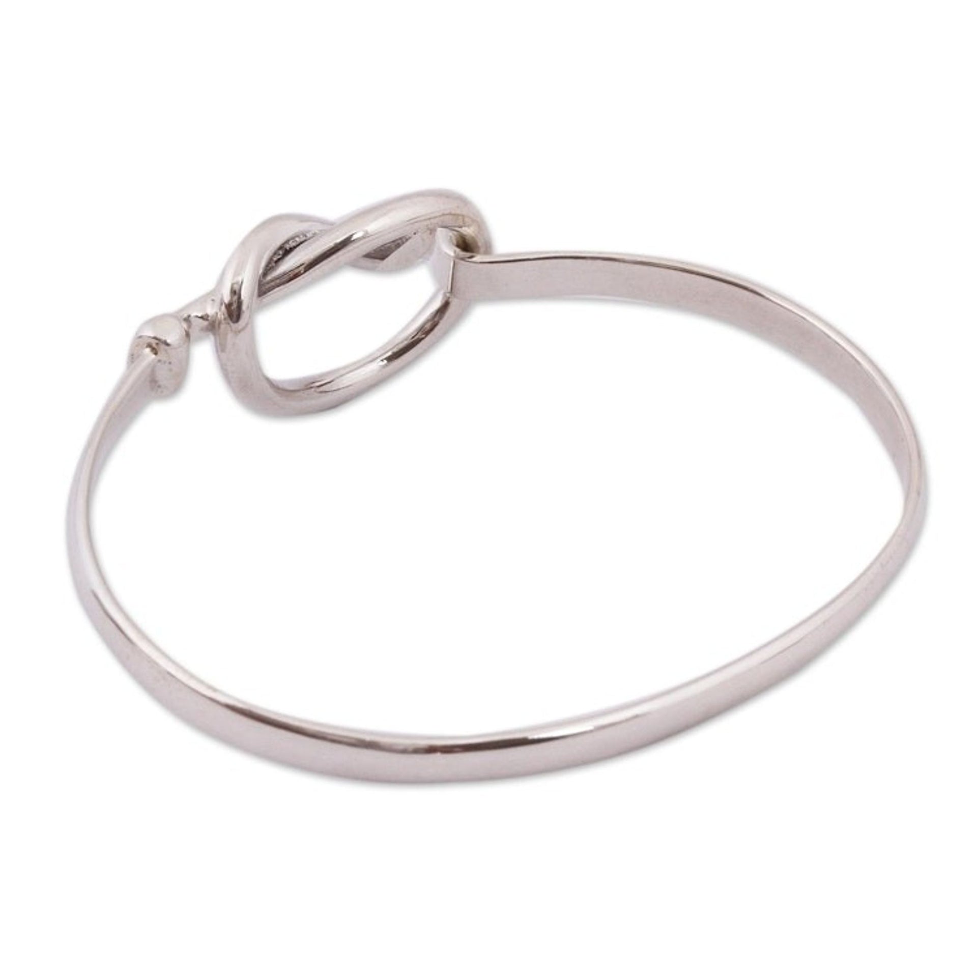 Lasso Motif Sterling Silver Bangle Bracelet from Mexico 'Gleaming Lasso'