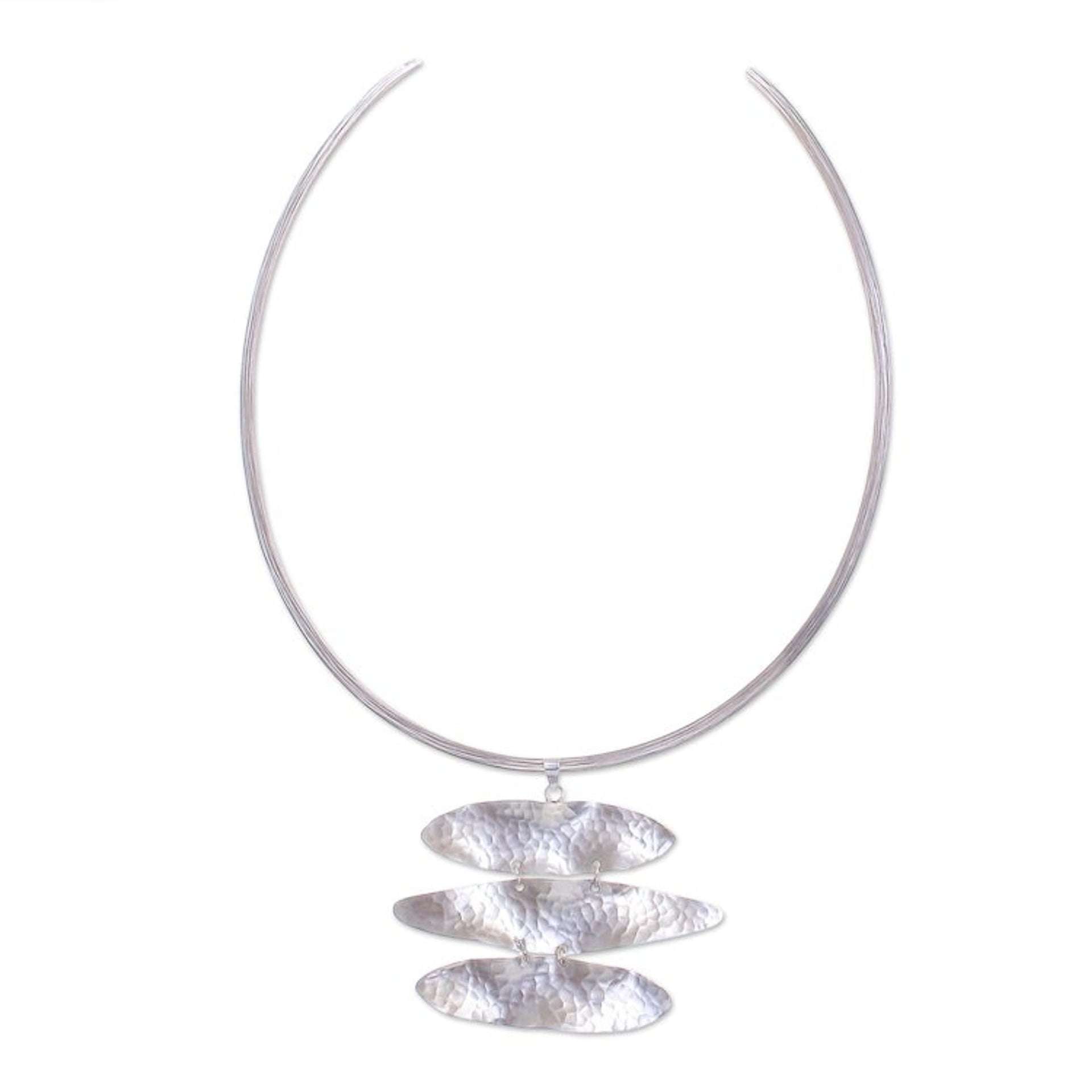 Handmade Sterling Silver Collar Necklace from Thailand 'Lucky Silver'