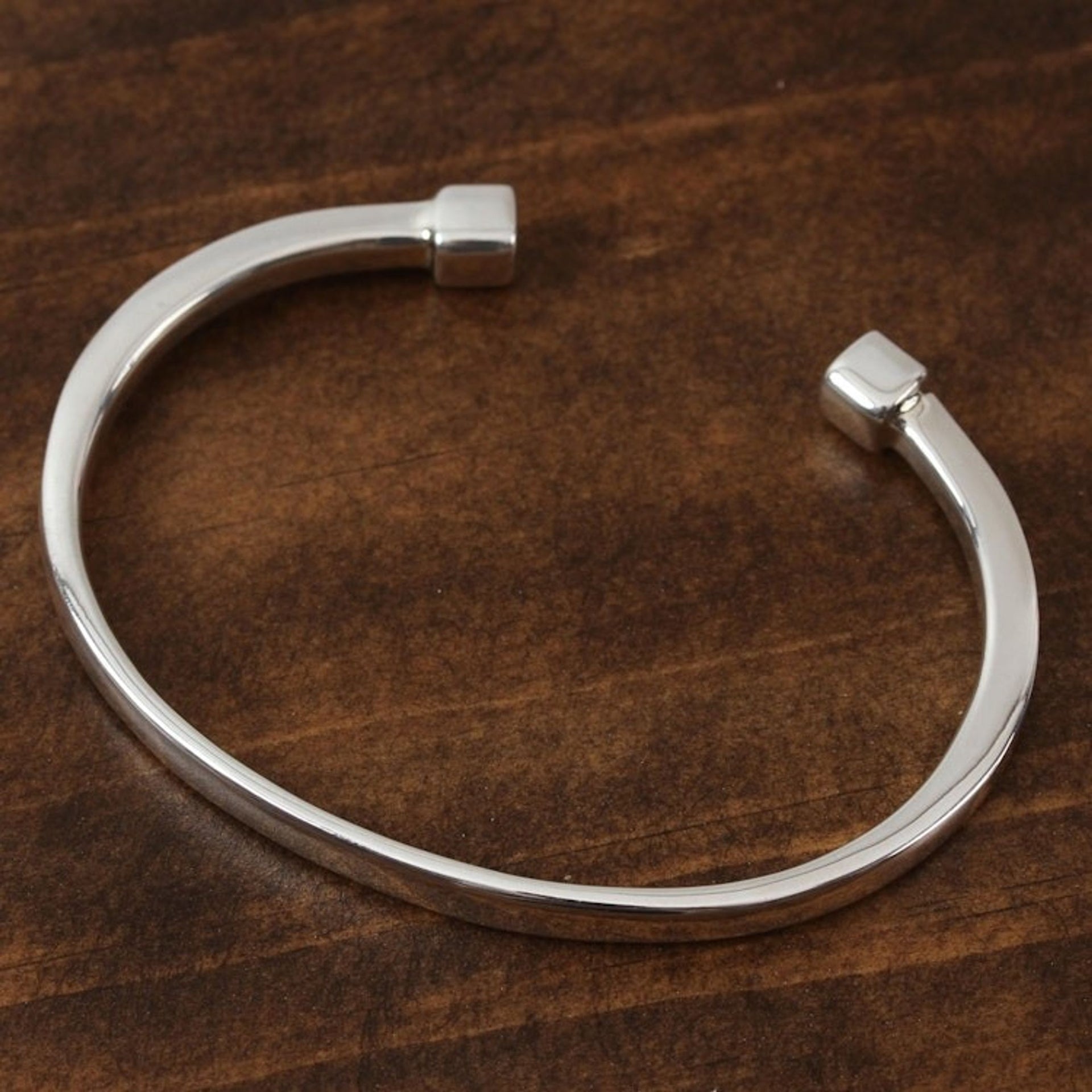 High-Polish Sterling Silver Cuff Bracelet from Mexico 'Beginning and End'