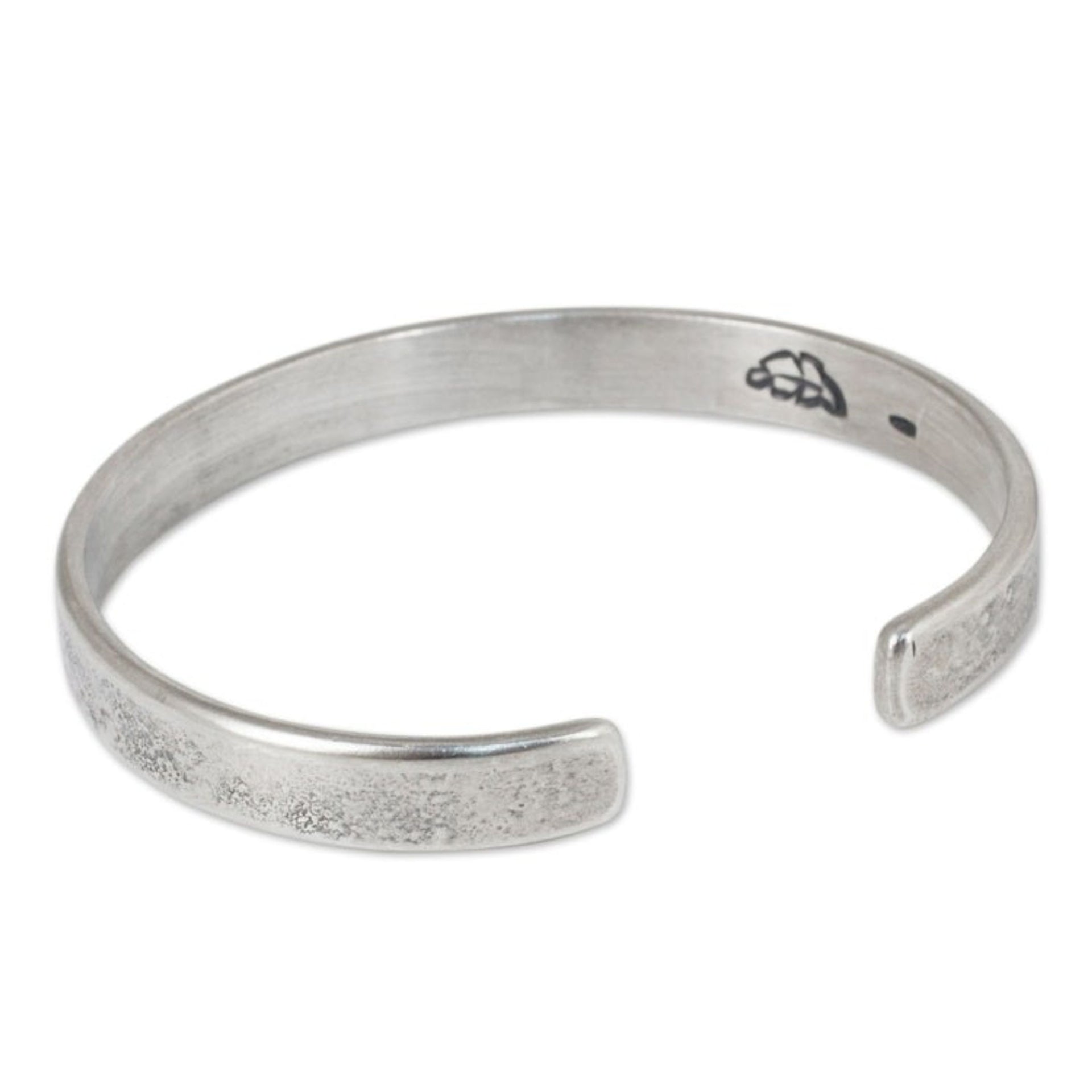 Handcrafted Sterling Silver Good Luck Cuff Bracelet 'Wishing You Luck'