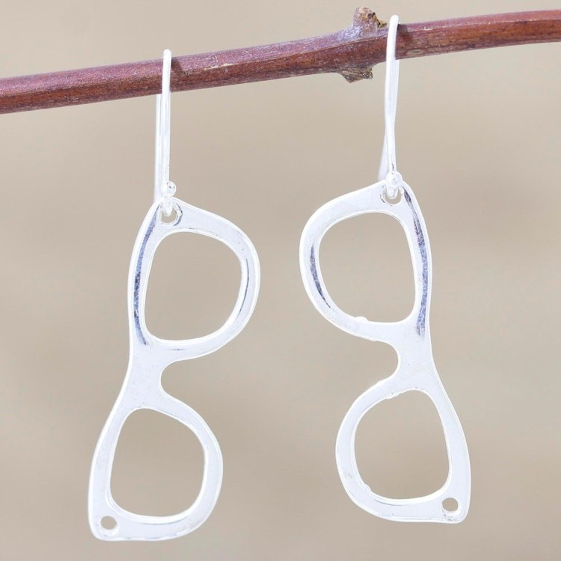 Sunglass Shaped Sterling Silver Dangle Earrings 'Shady Lady'