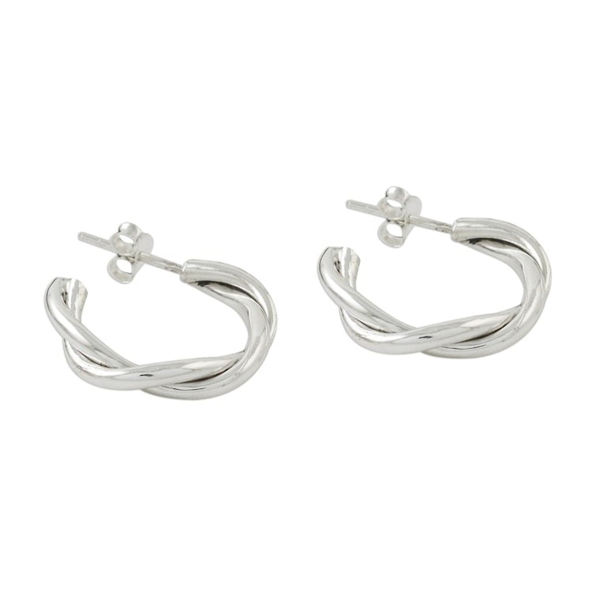 Spiral-Shaped Silver Half-Hoop Earrings from Thailand 'Spiral Curves'