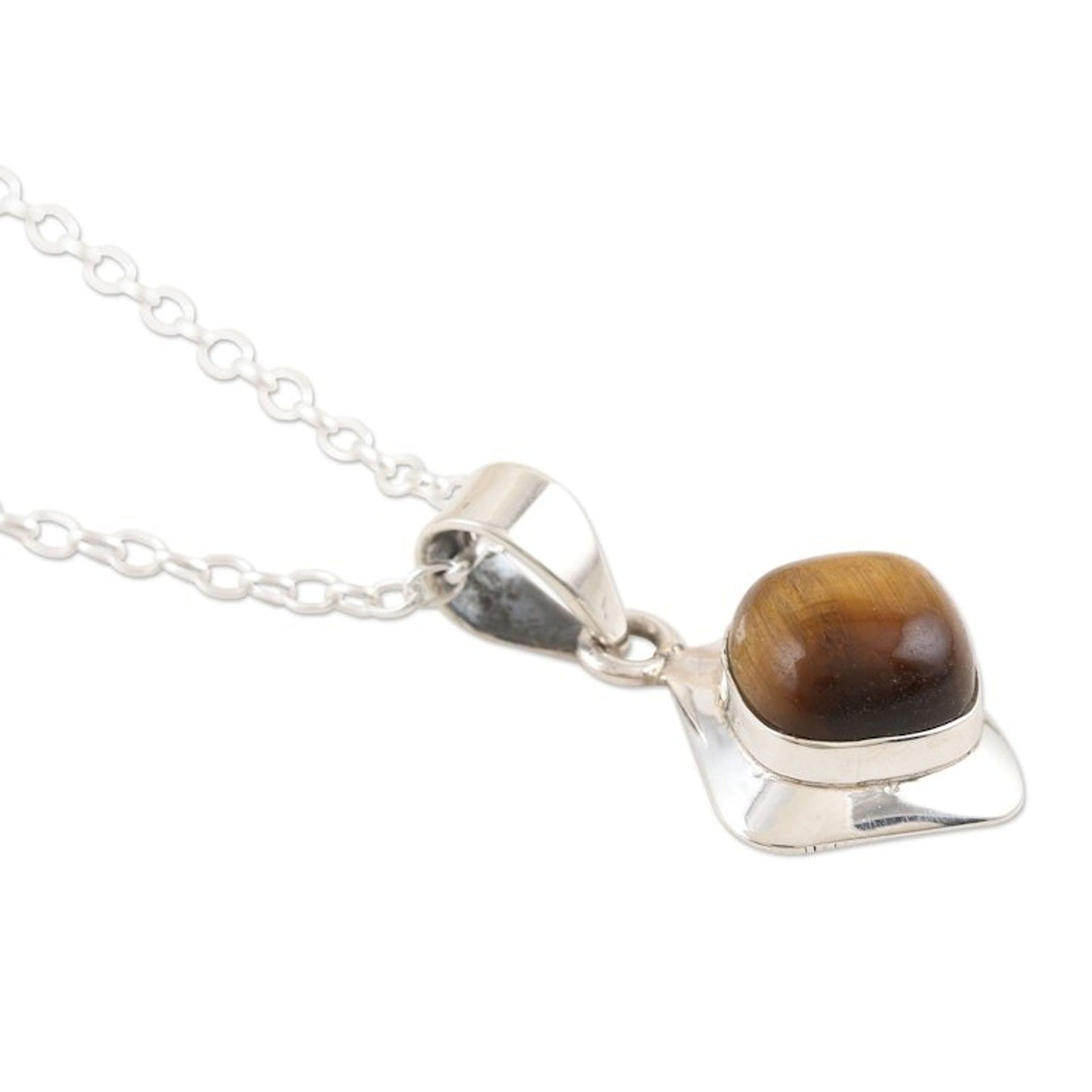 Sterling Silver and Tiger's Eye Pendant Necklace 'Earthy Delight'