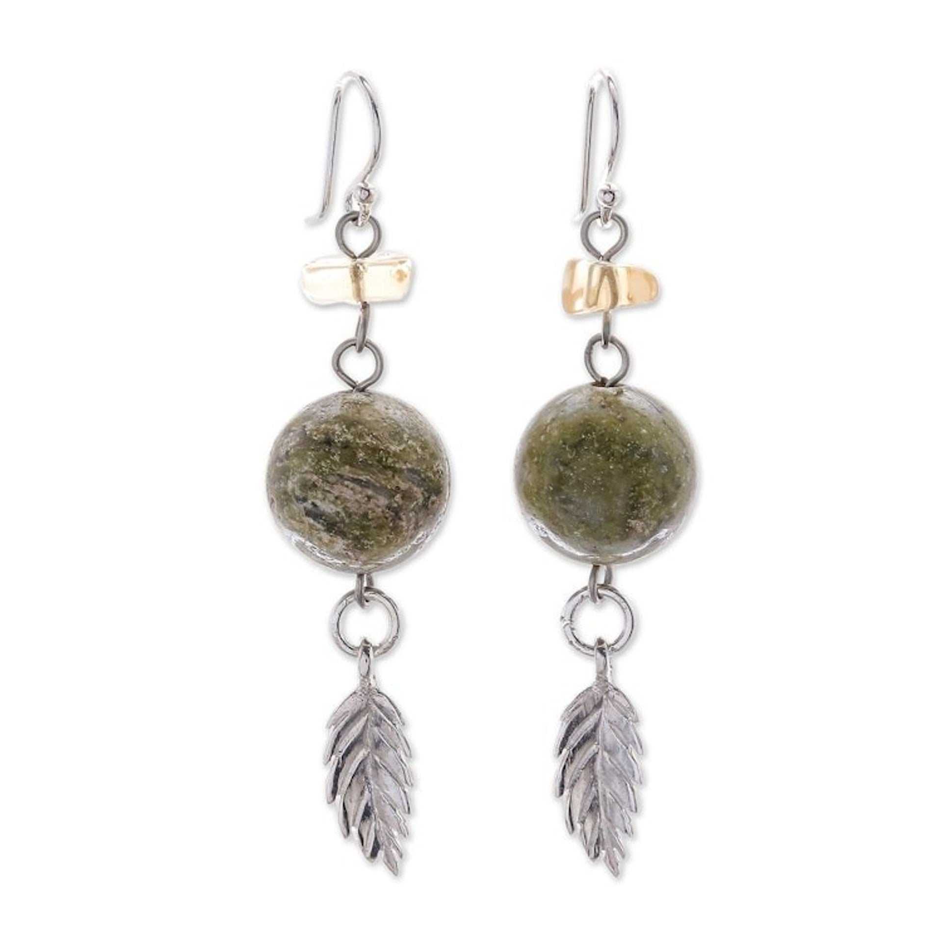 Sterling Silver and Unakite Dangle Earrings 'Cool Forest'
