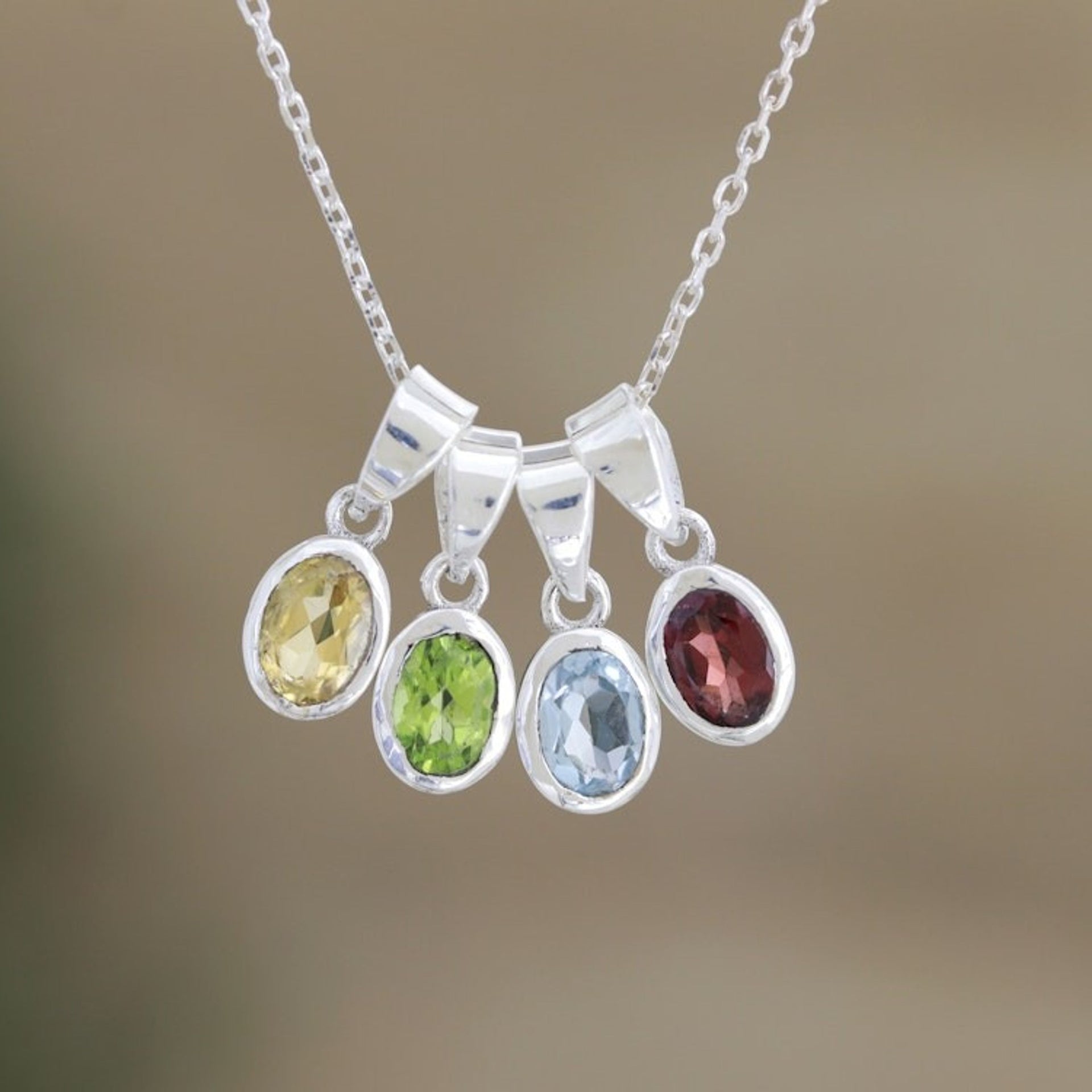 Assorted Gemstone Pendant Necklace Set 'Harmony Charms'
