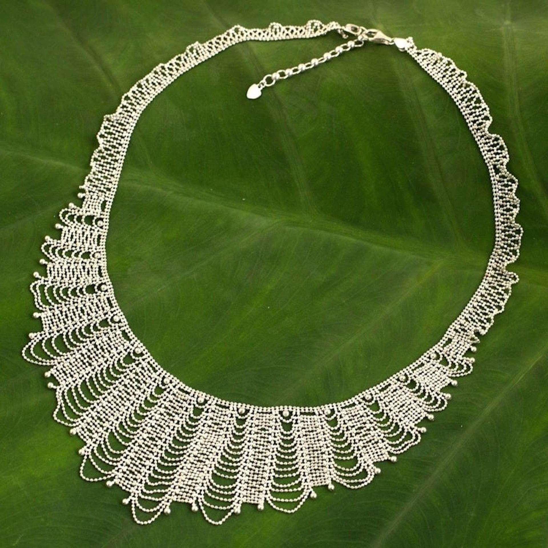 Thai Artisan Crafted Sterling Silver Waterfall Necklace 'Grand Dame'