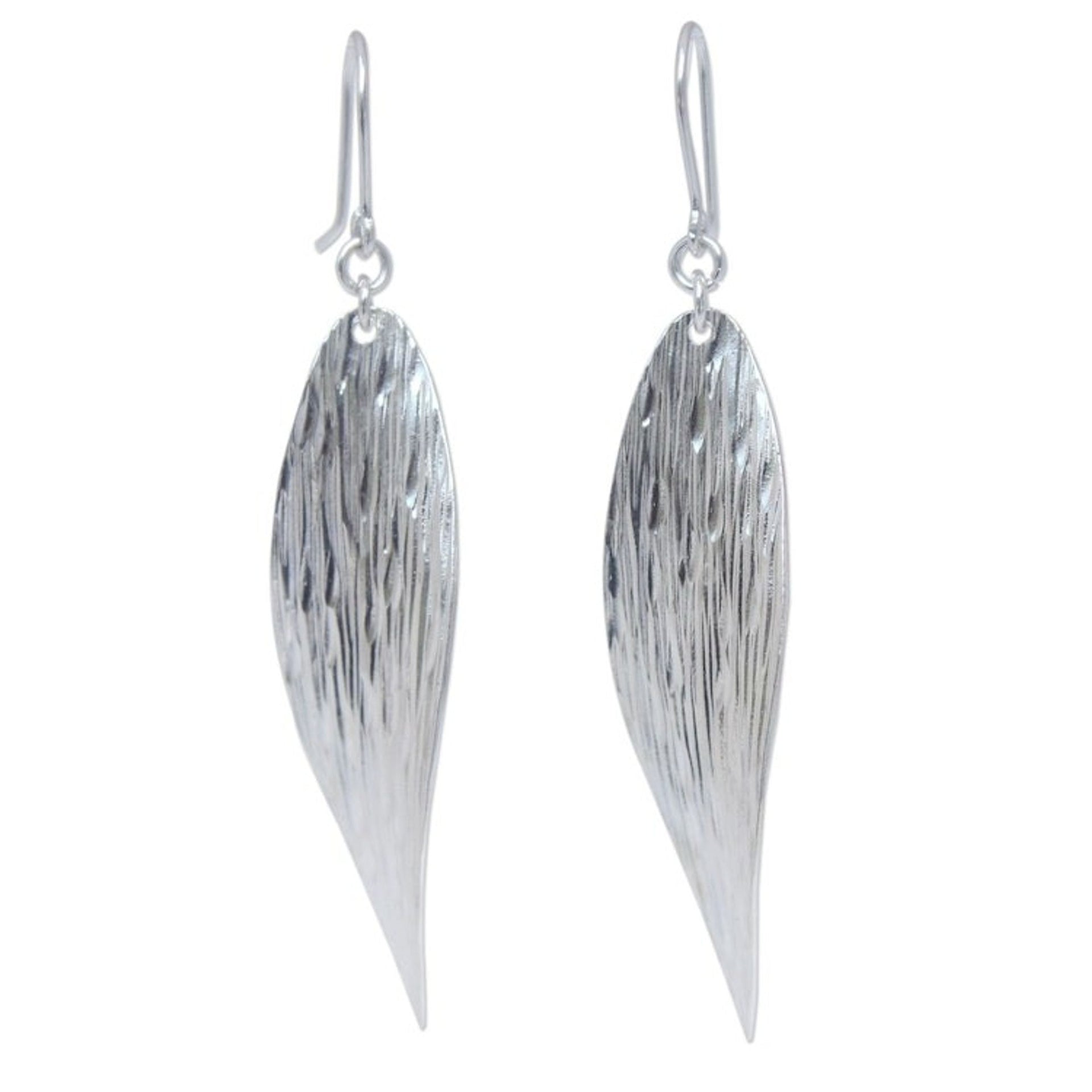 Unique Sterling Silver Dangle Earrings 'Snow Wind'