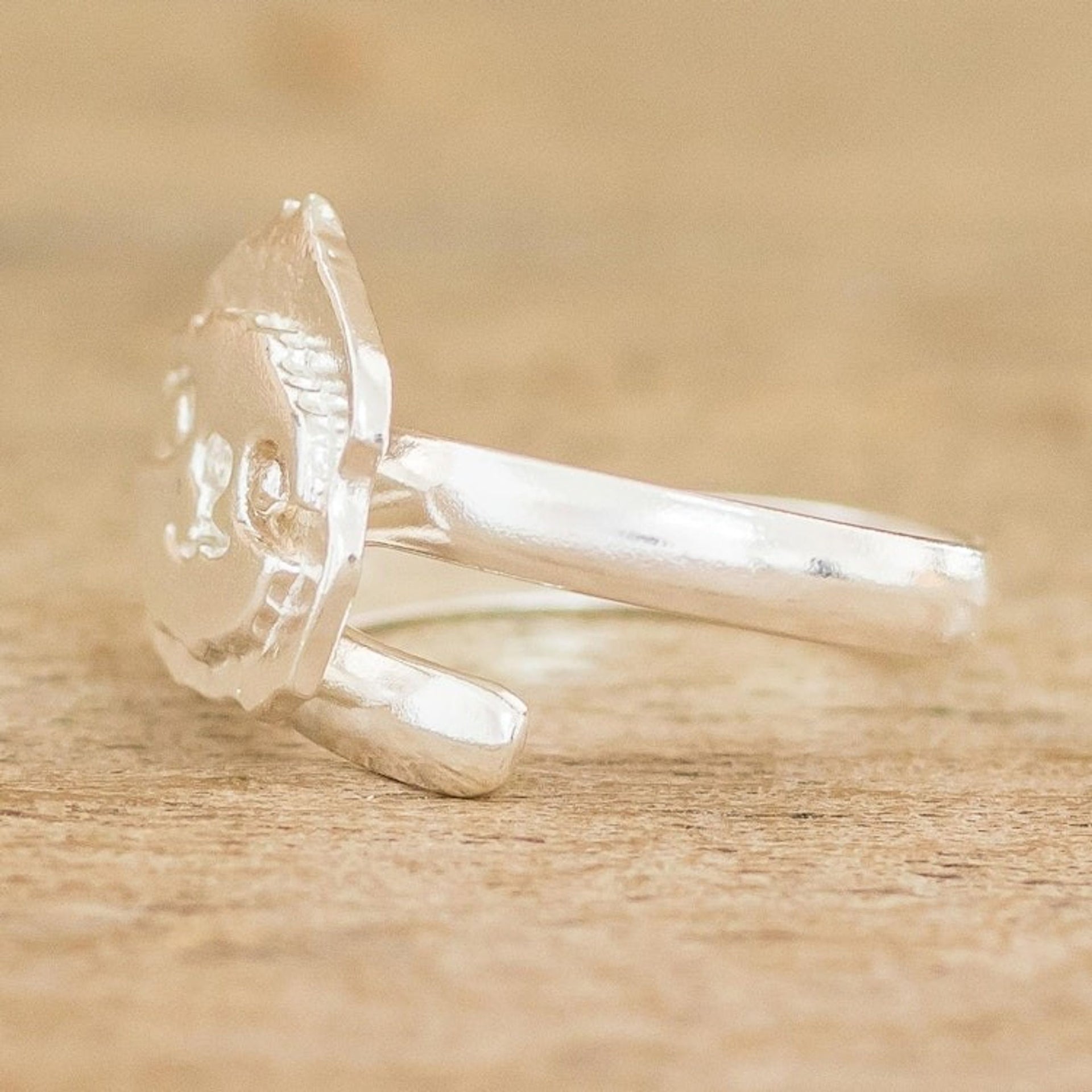 Sterling Silver Cocktail Ring with Sloth Face 'Adorable Sloth'