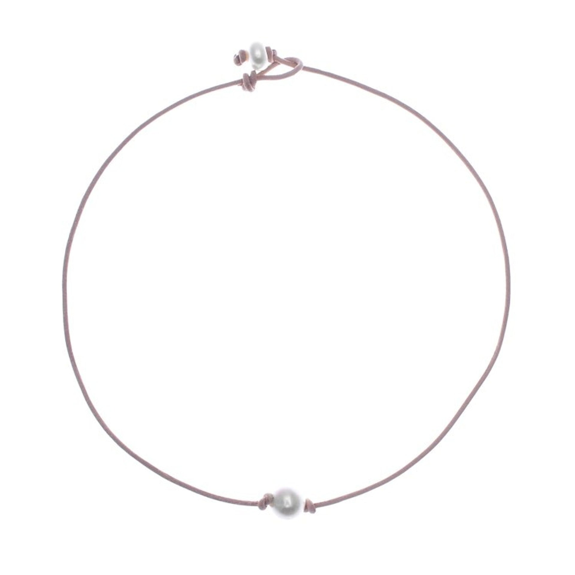 Leather Cord Necklace with Cultured Pearl Pendant and Clasp 'Innocent Soul'