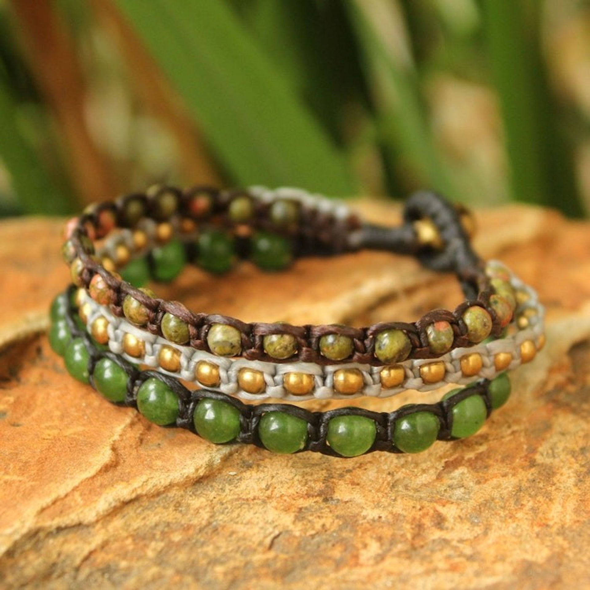 Fair Trade Unakite Beaded Bracelet 'Urban Colors'
