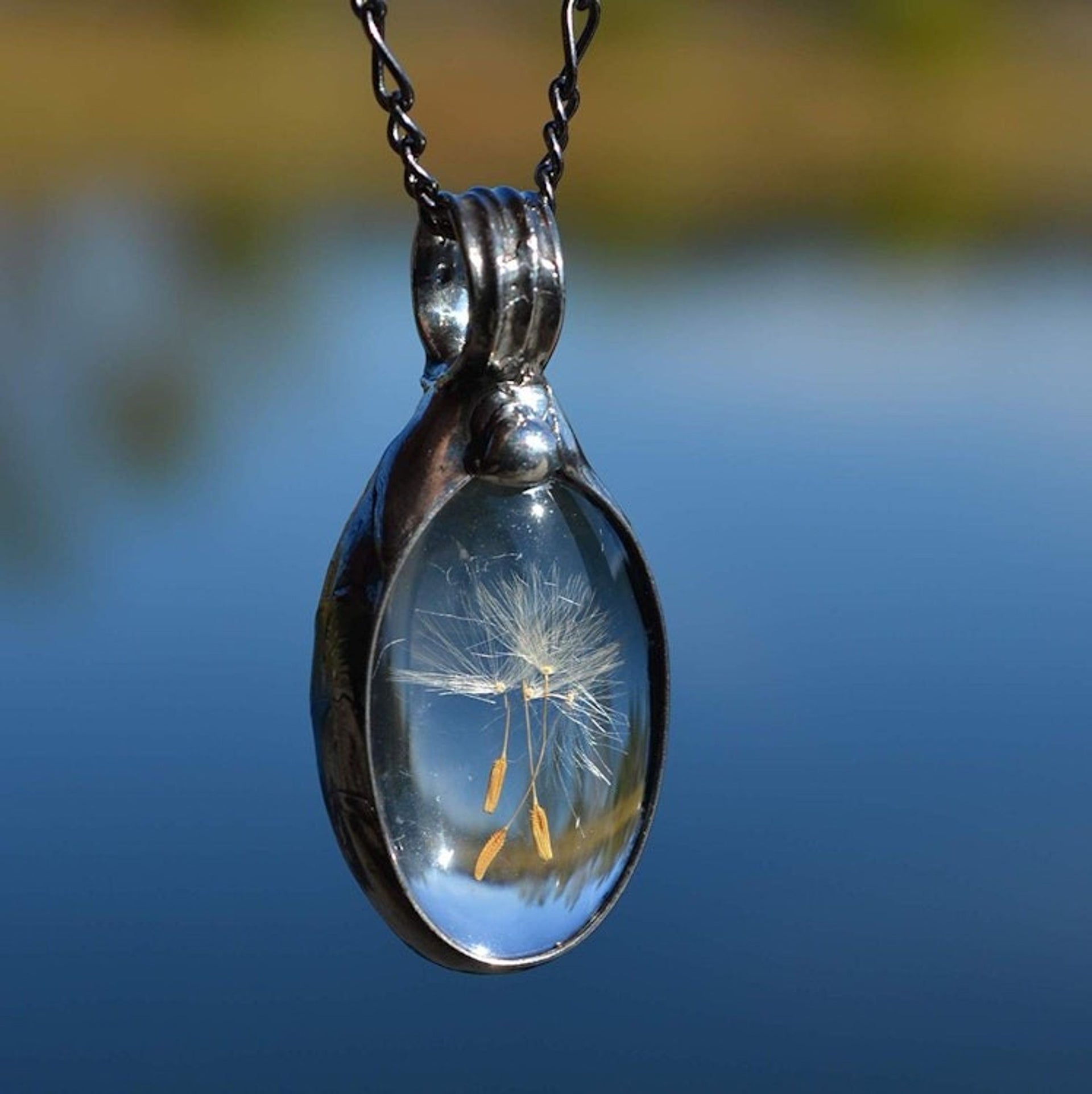 Wish Necklace for Women, 4 Seed, Handmade Dandelion Seed Pendant