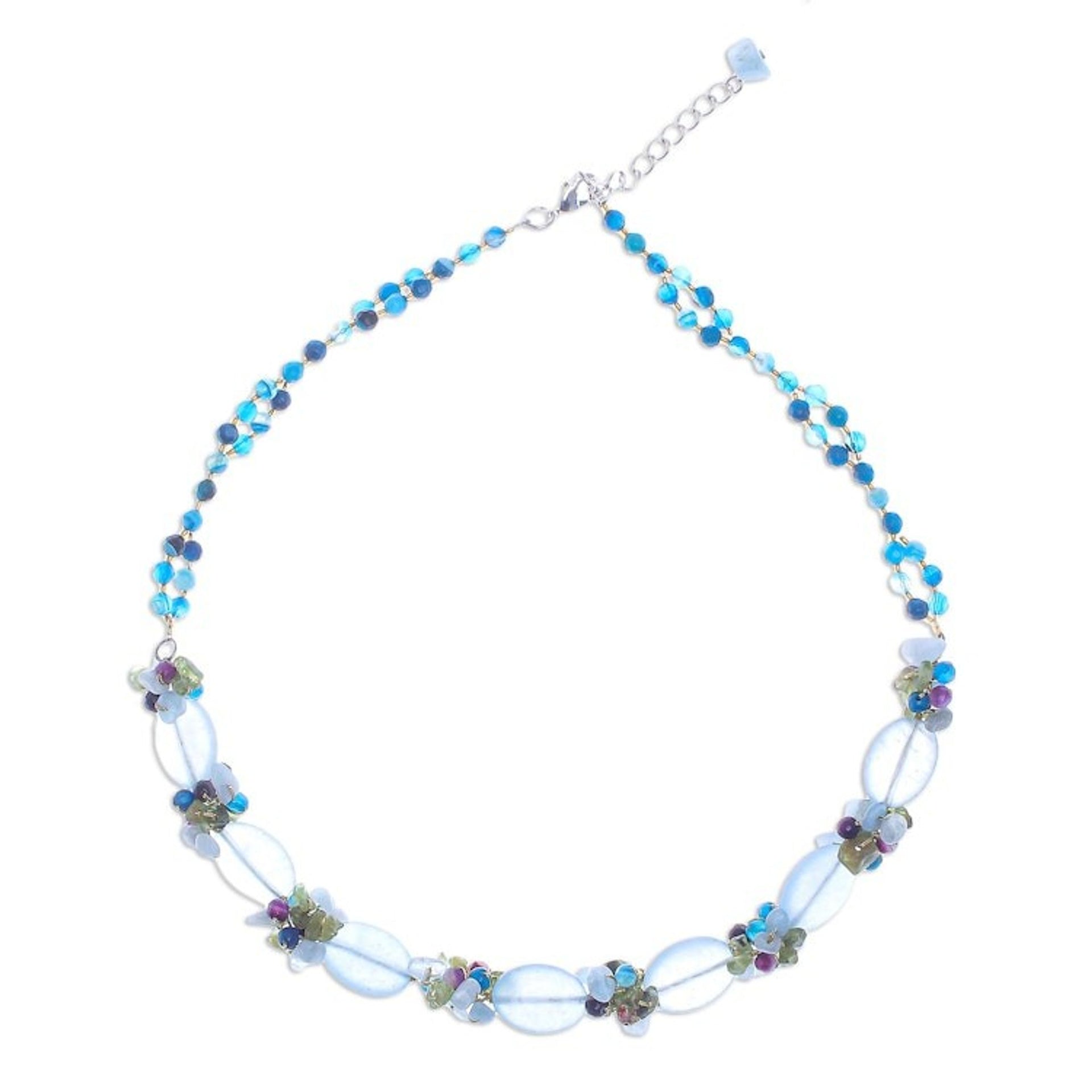 Hand Threaded Multi-Gemstone Beaded Necklace 'Mermaid Treasure'
