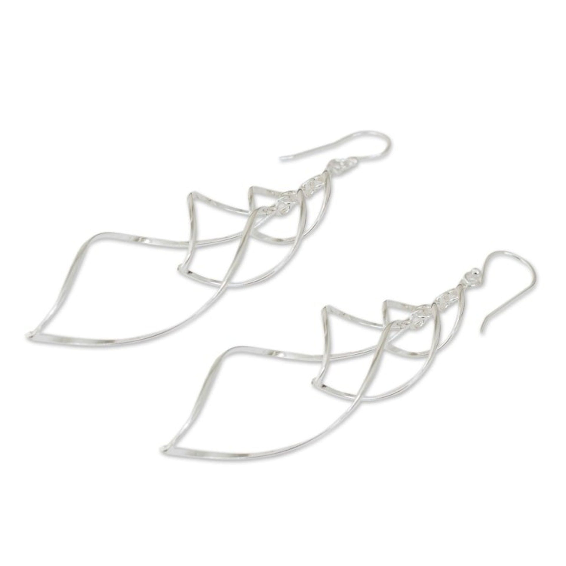 Helix Design Dangle Earrings in 925 Sterling Silver 'Forever Linked'