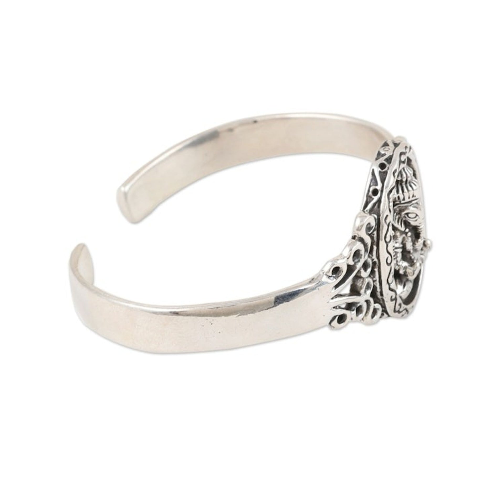Sterling Silver Cuff Bracelet Featuring Ganesha 'Ganesha Glory'
