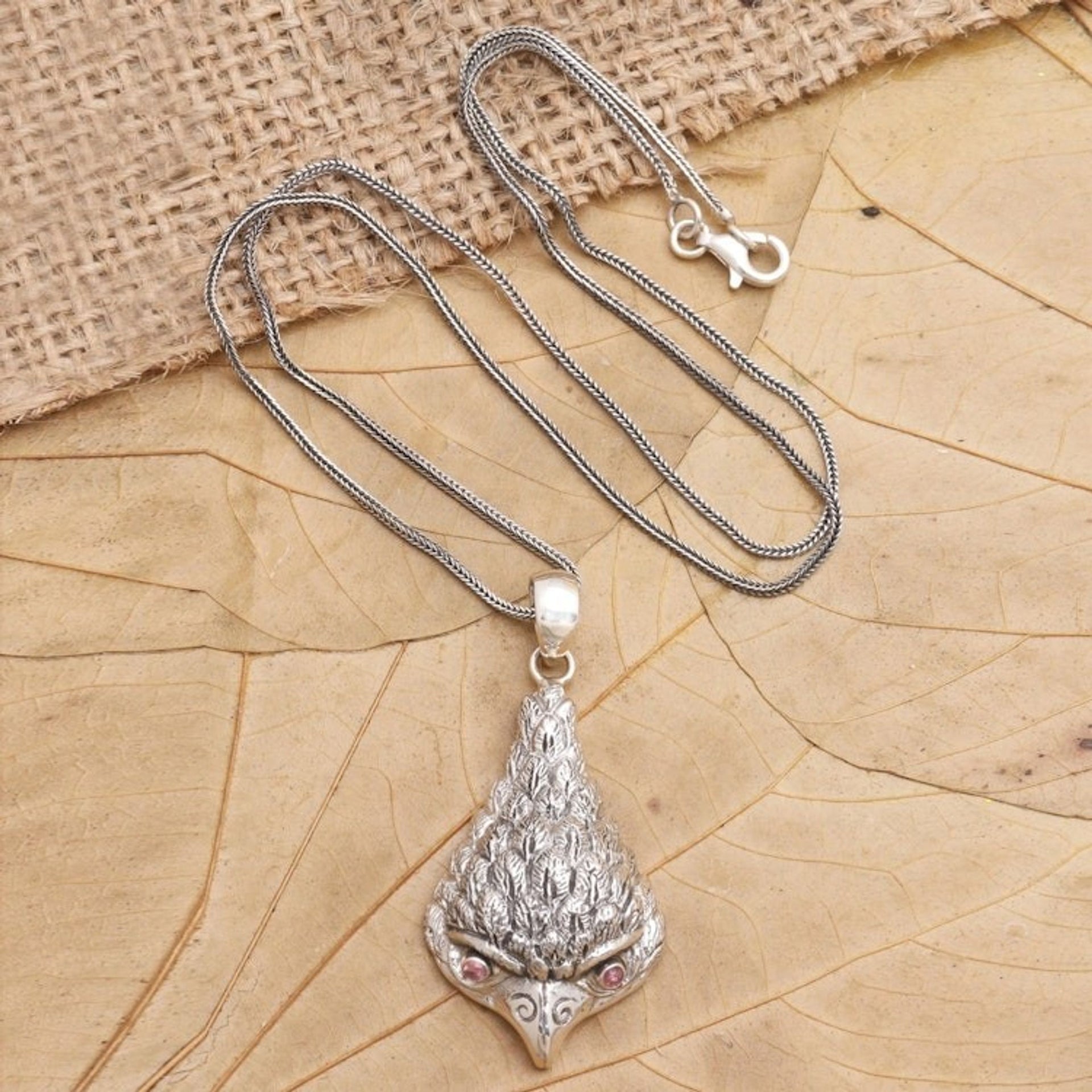 Amethyst and Sterling Silver Owl Pendant Necklace 'All Knowing'