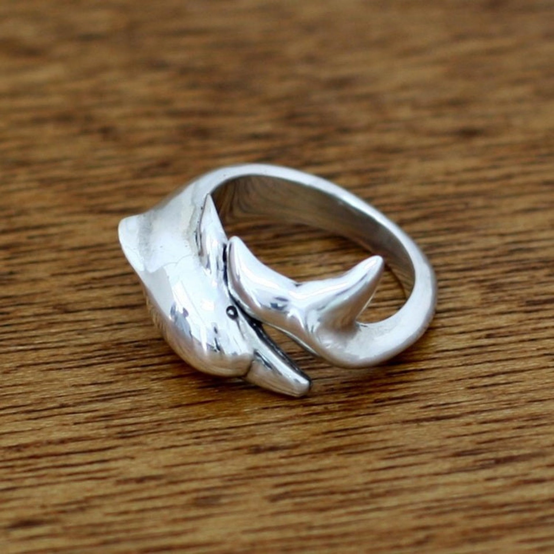 Artisan Crafted Sterling Silver Wrap Ring 'Dolphin Embrace'