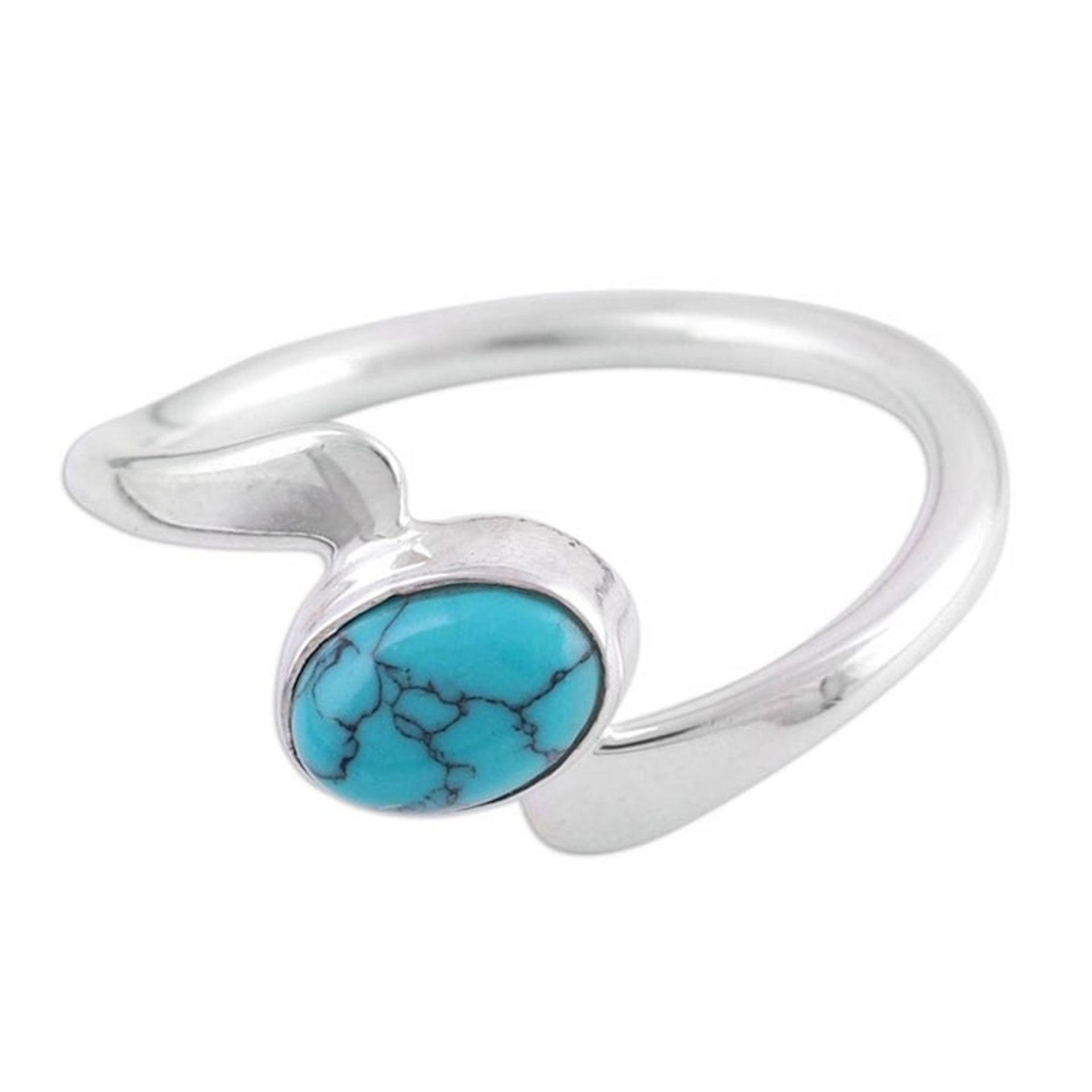 Rhodium Plated Sterling Silver Cocktail Ring from India 'Elliptical Eye'
