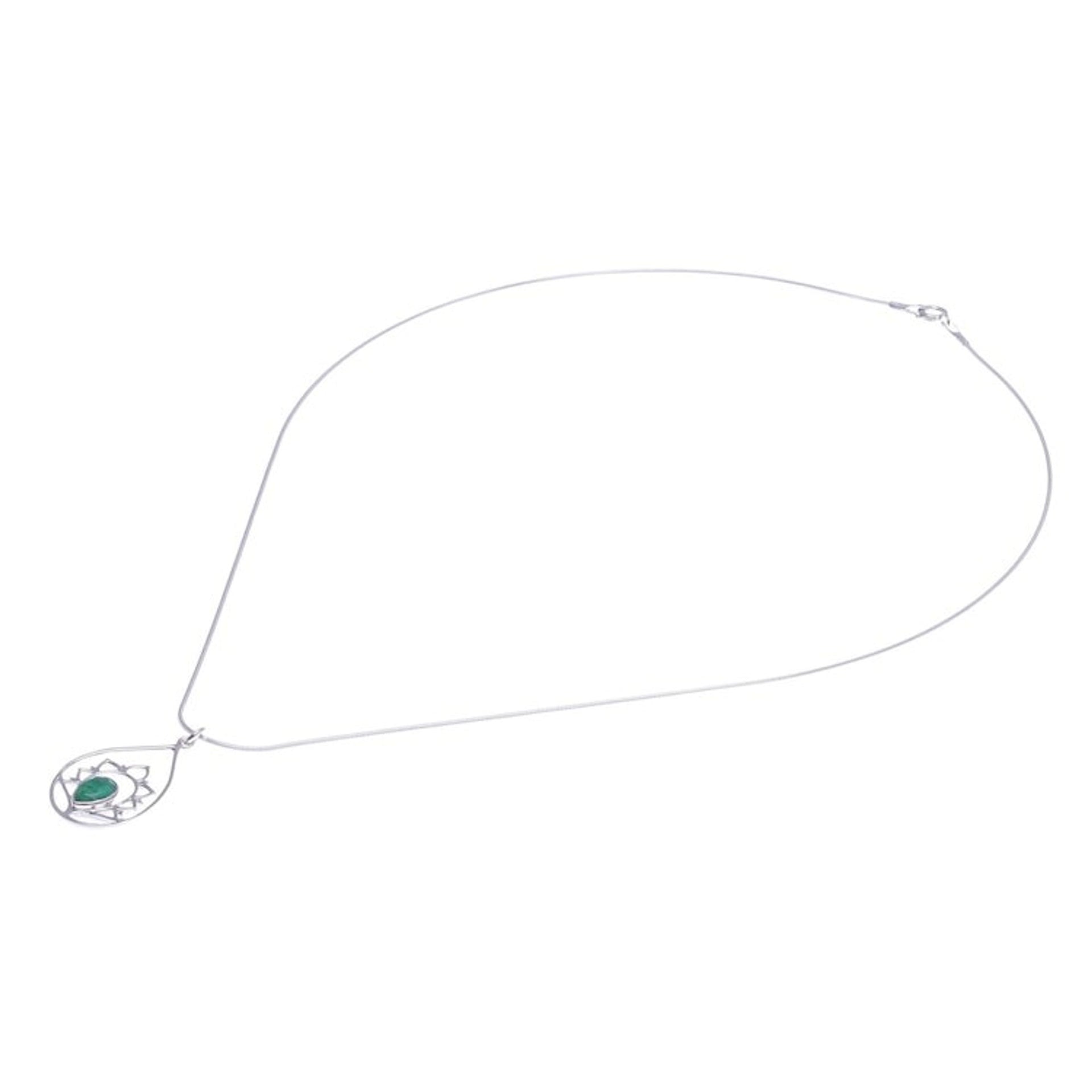 Green Sillimanite and Sterling Silver Pendant Necklace 'Sense of Calm in Green'