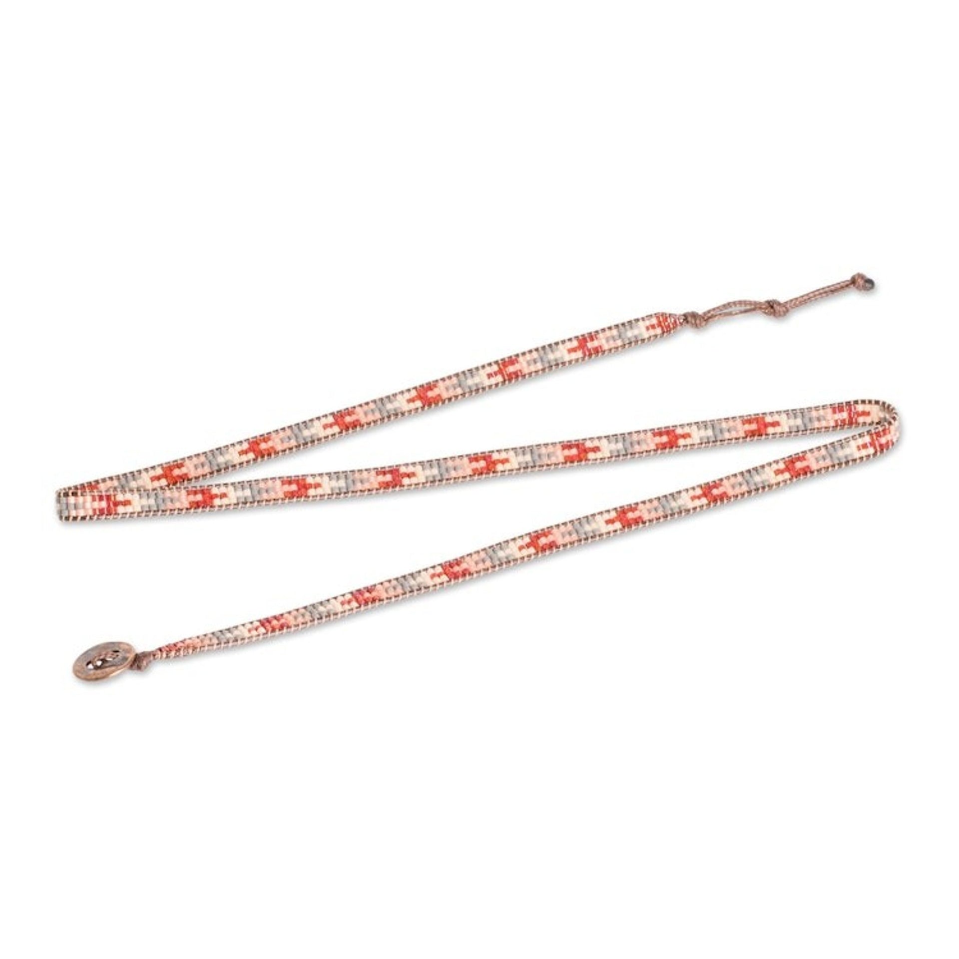 Arrow Glass Beaded Wrap Bracelet Handcrafted in Guatemala 'Geometric Orientation'