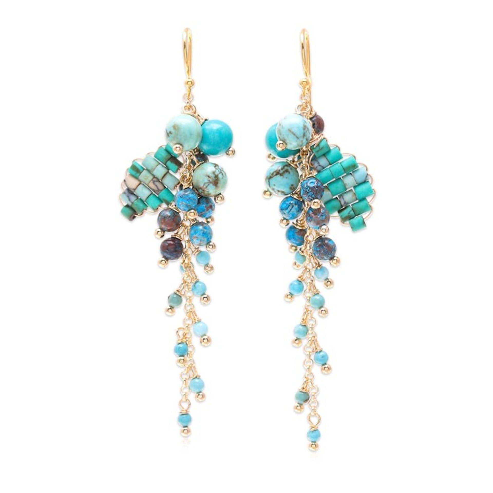 18k Gold-Plated Reconstituted Turquoise and Howlite Earrings 'Dreaming'