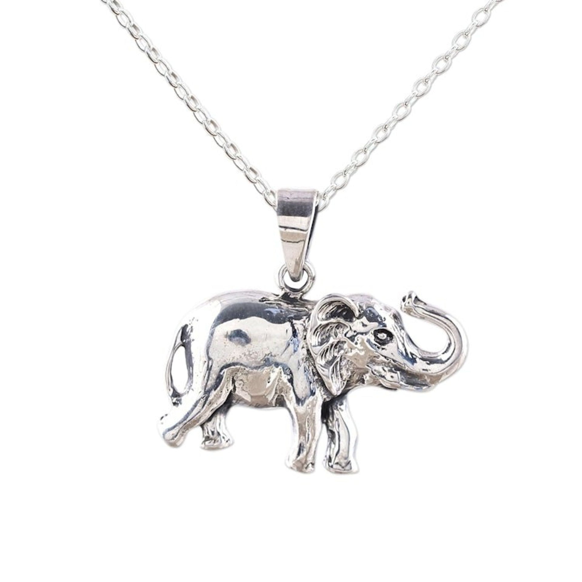 Handcrafted Sterling Silver Elephant Pendant Necklace 'Gleeful Elephant'