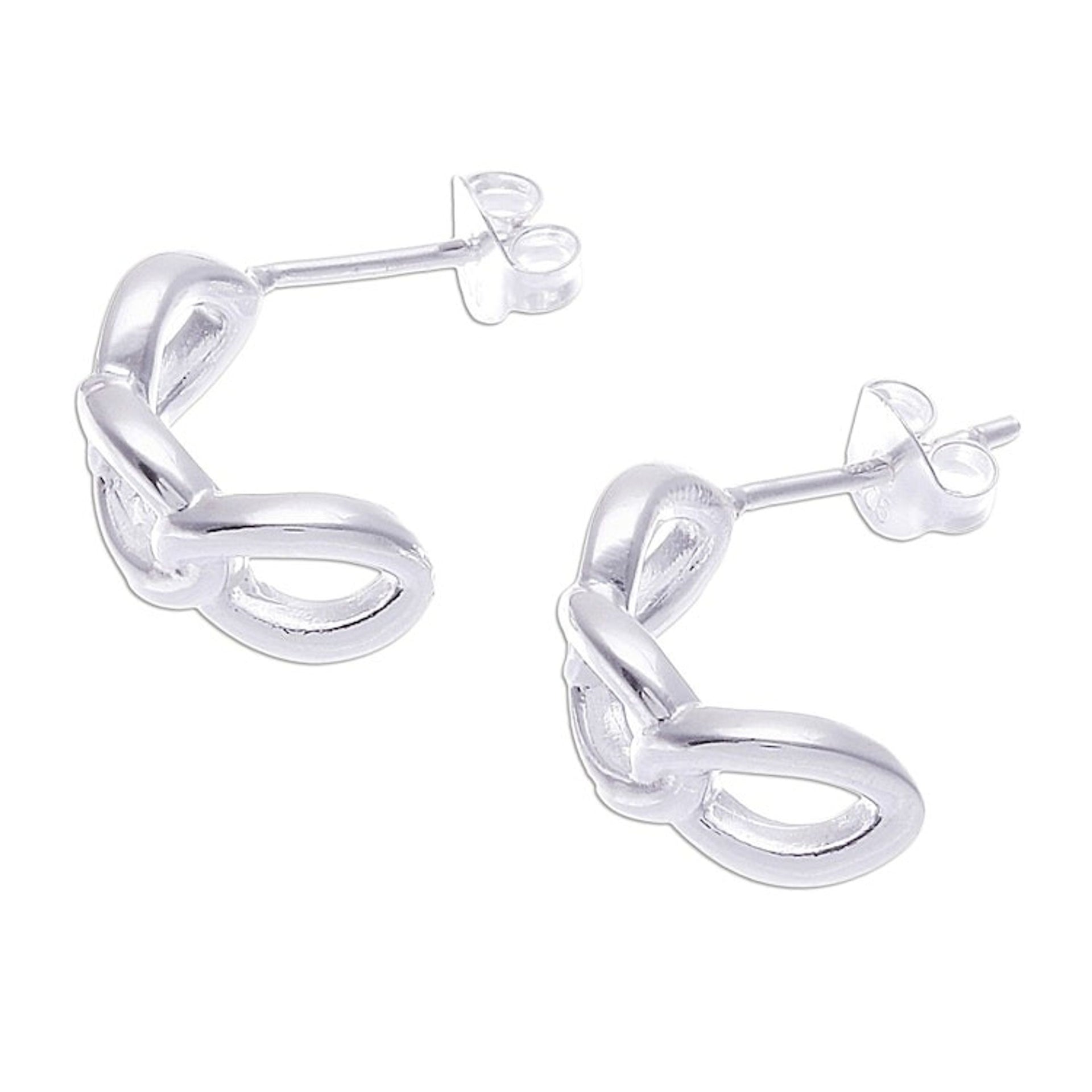 High-Polished Sterling Silver Half-Hoop Earrings 'Luminous Bonds'
