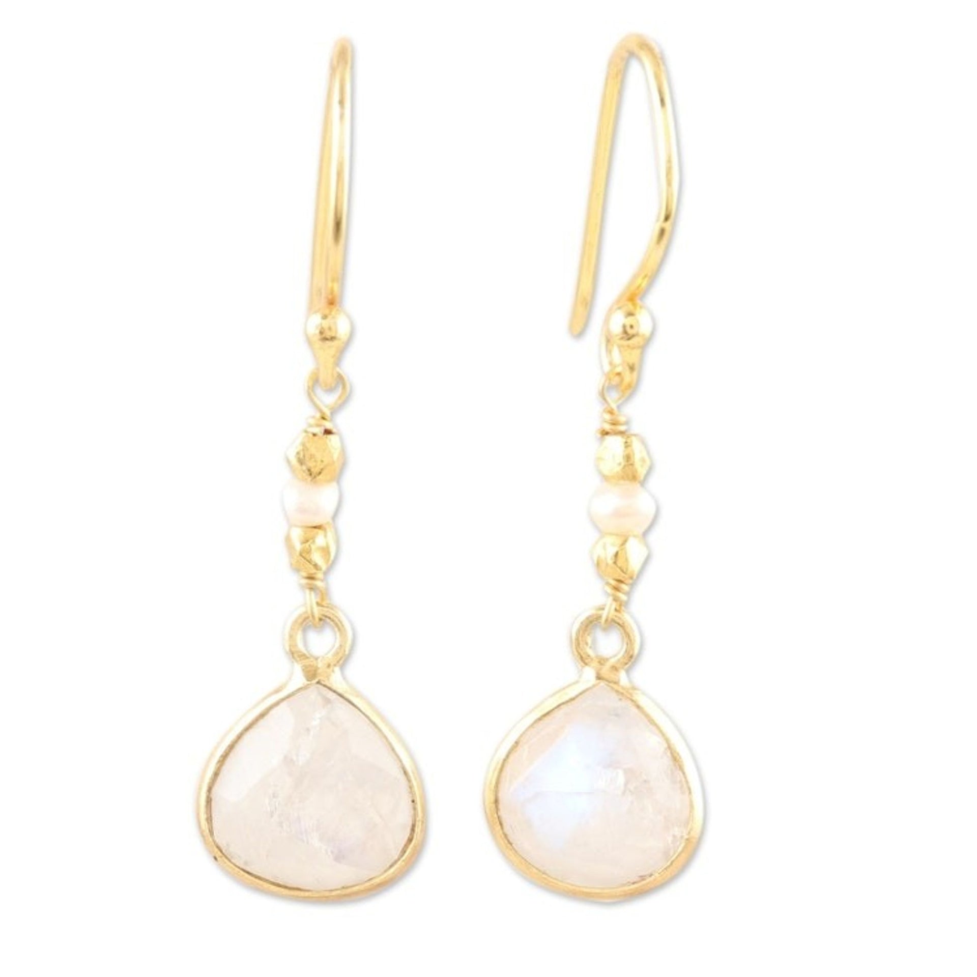 Artisan Crafted Rainbow Moonstone Earrings 'Catch a Rainbow'