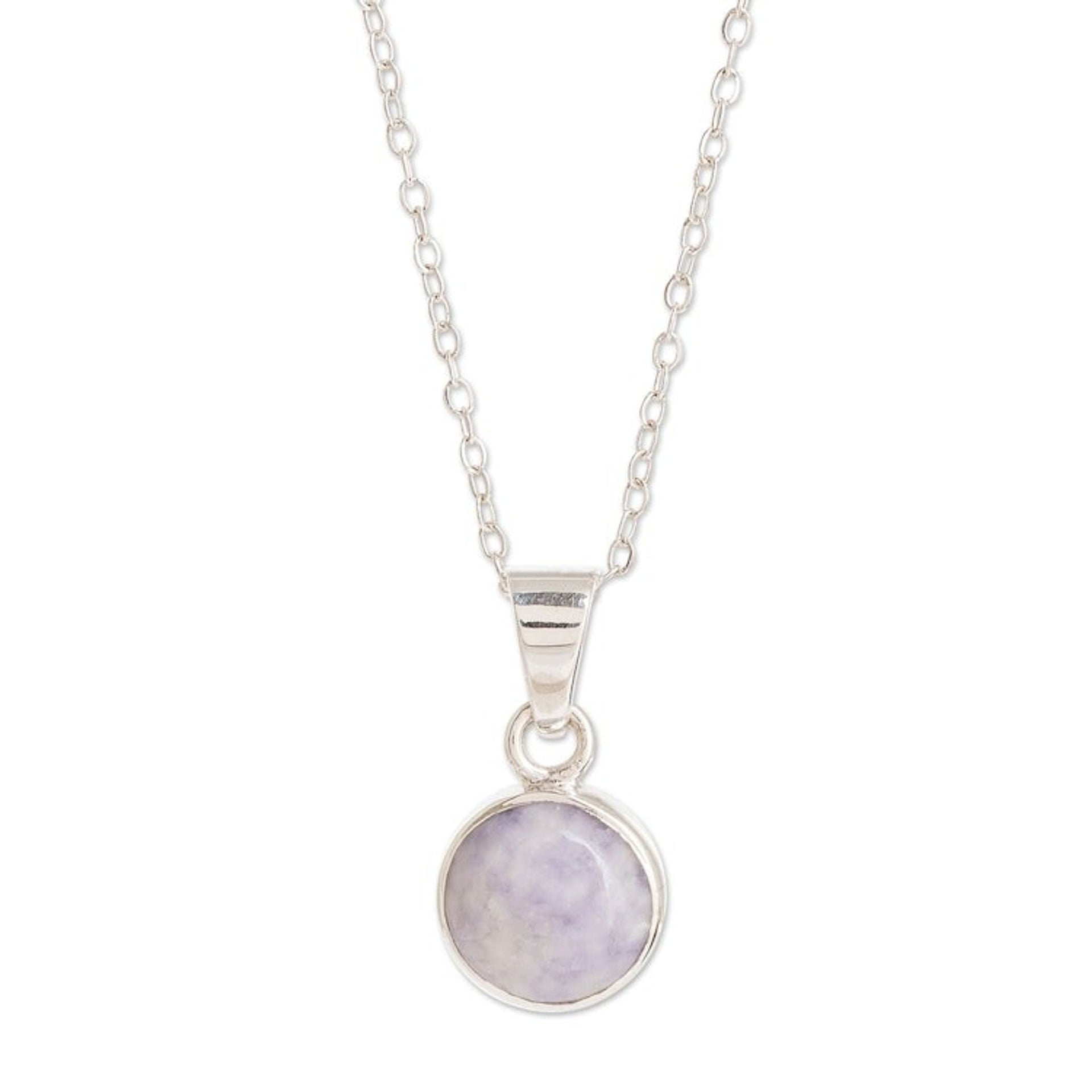 Lilac Jade Necklace from Guatemala 'Memorable Moon in Lilac'
