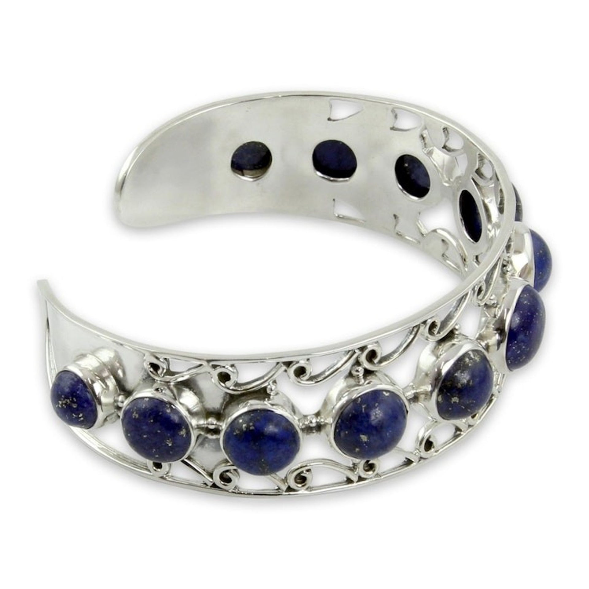 Lapis Lazuli and Sterling Silver Cuff Bracelet from India 'Nostalgia'