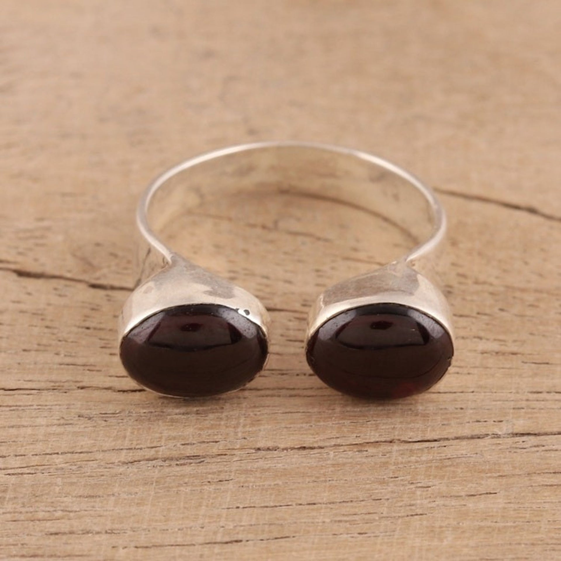 Oval Garnet and Sterling Silver Wrap Ring from India 'Red Appeal'