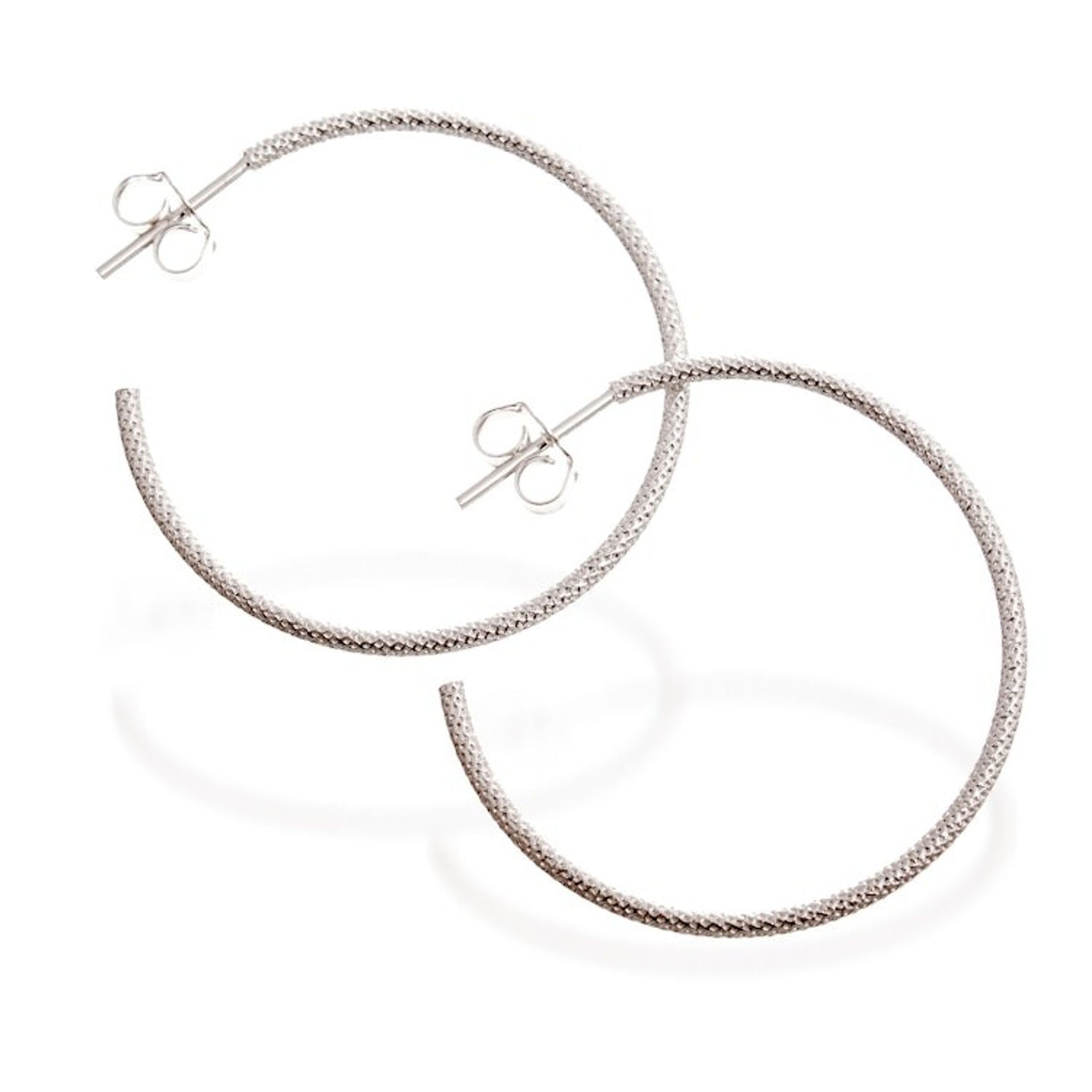 Patterned Sterling Silver Half-Hoop Earrings Made in Peru 'Diamond Glint'