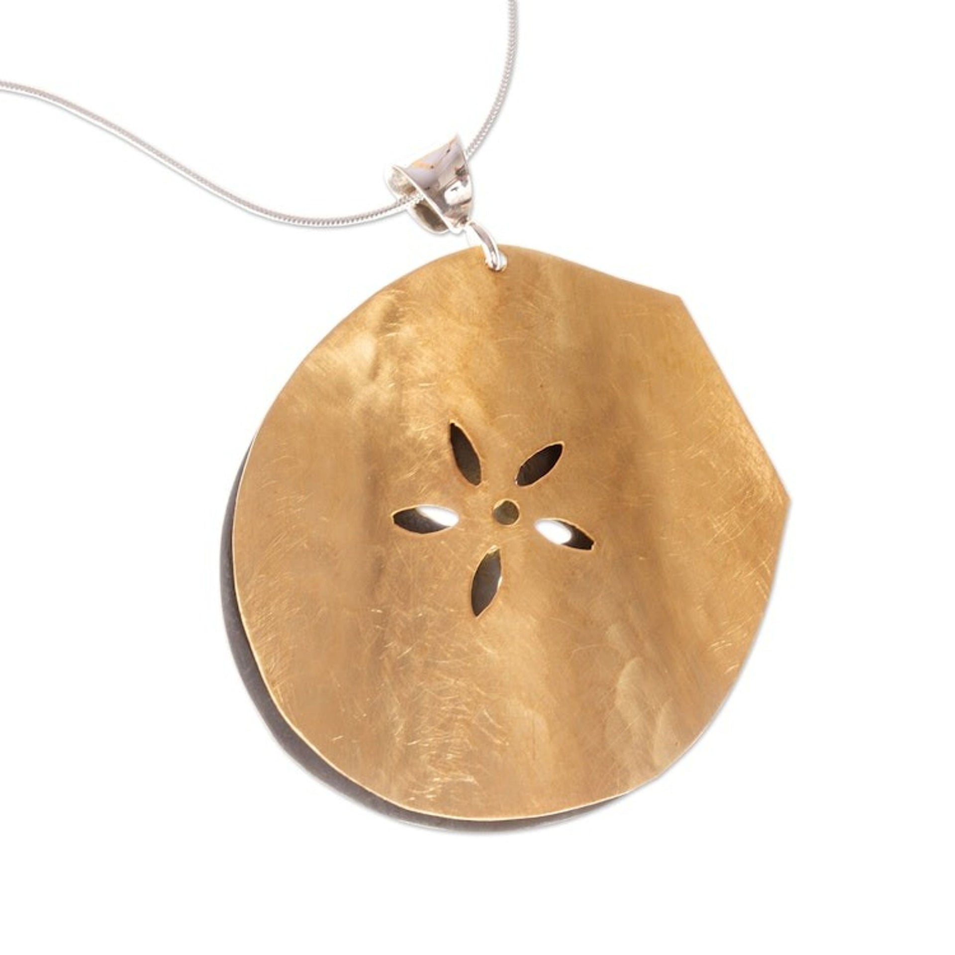 Gold Plated Sterling Silver Sand Dollar Pendant Necklace 'Precious Sand Dollar'