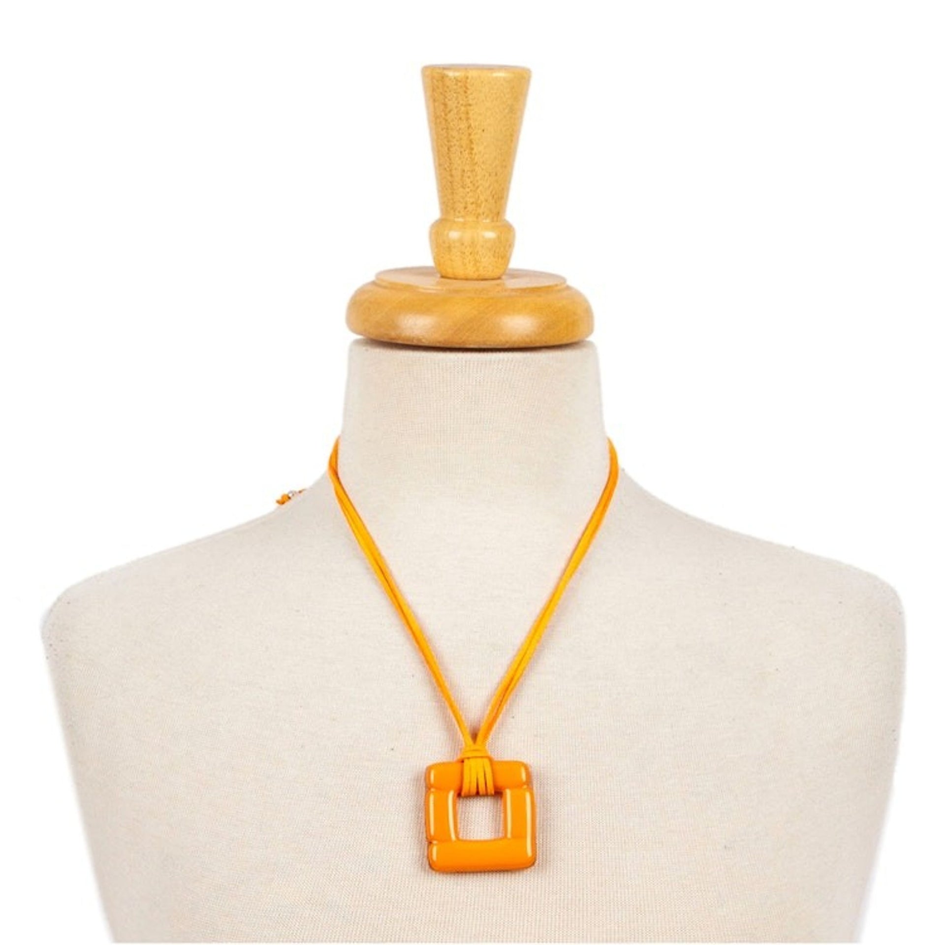 Handmade Fused Art Glass Square Pendant Necklace in Orange 'Tangerine Square'