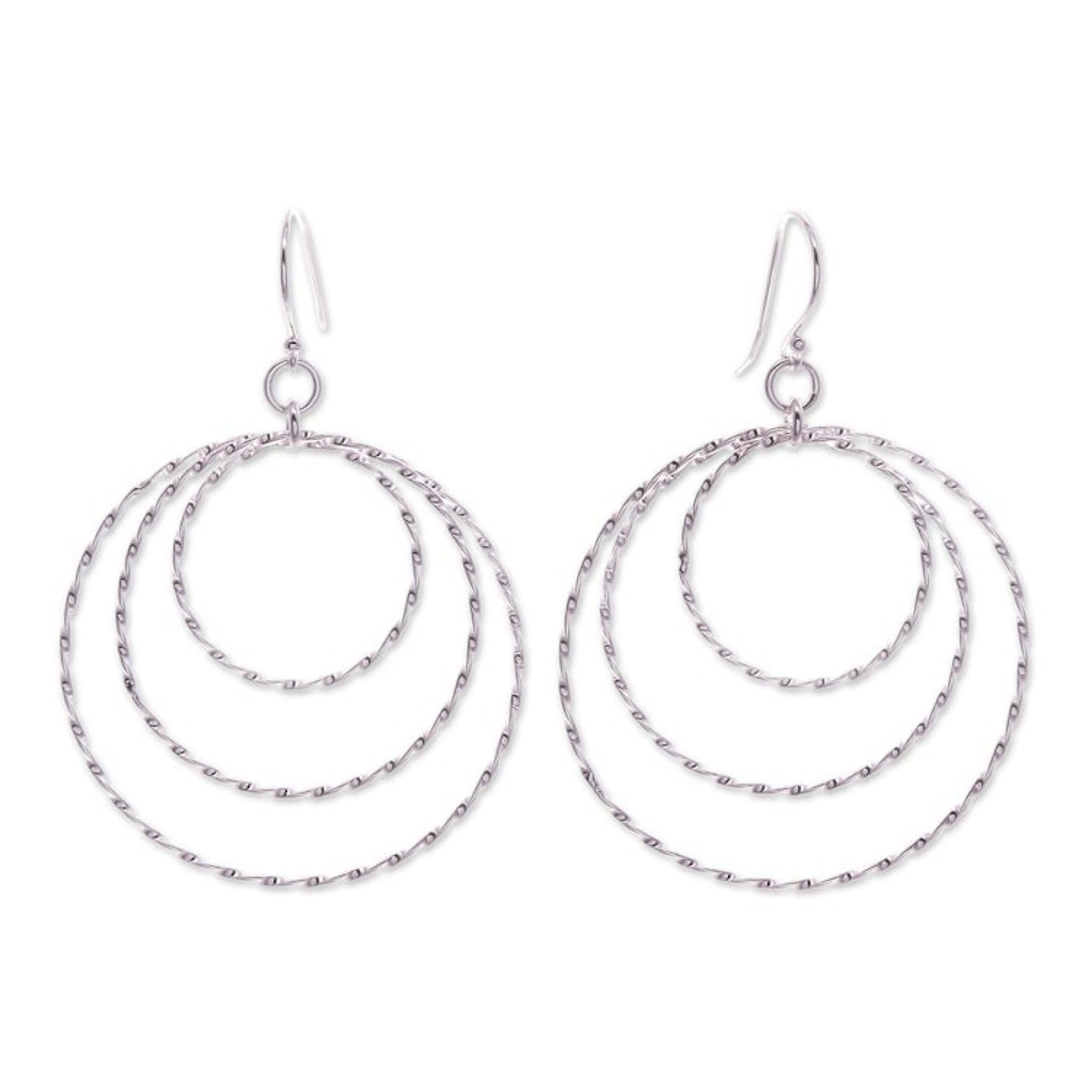 Polished Sterling Silver Dangle Earrings Crafted in Thailand 'Avant-Garde Swirls'