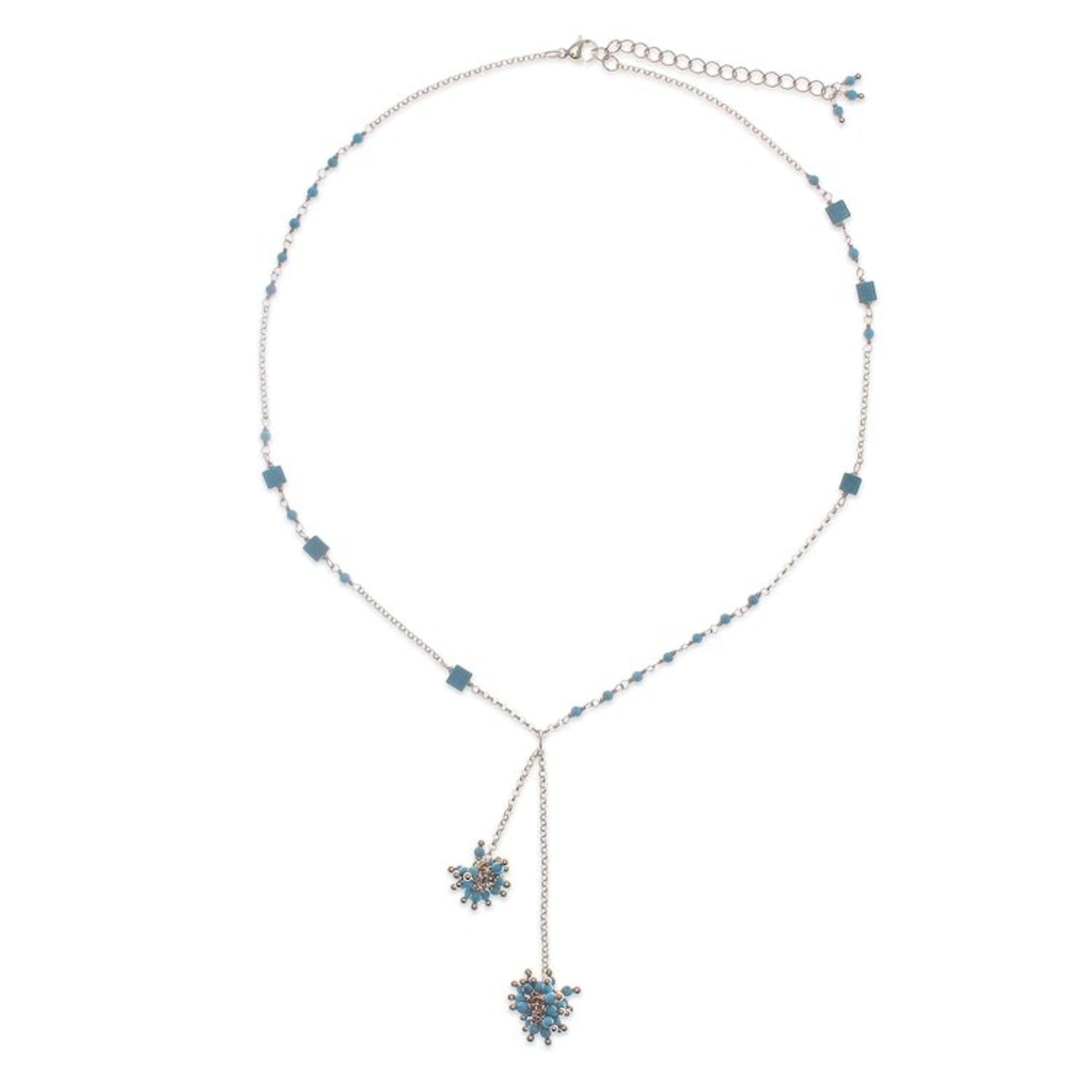 Gold-Plated Howlite Lariat Necklace with Cluster Pendants 'Pompom Cheer'