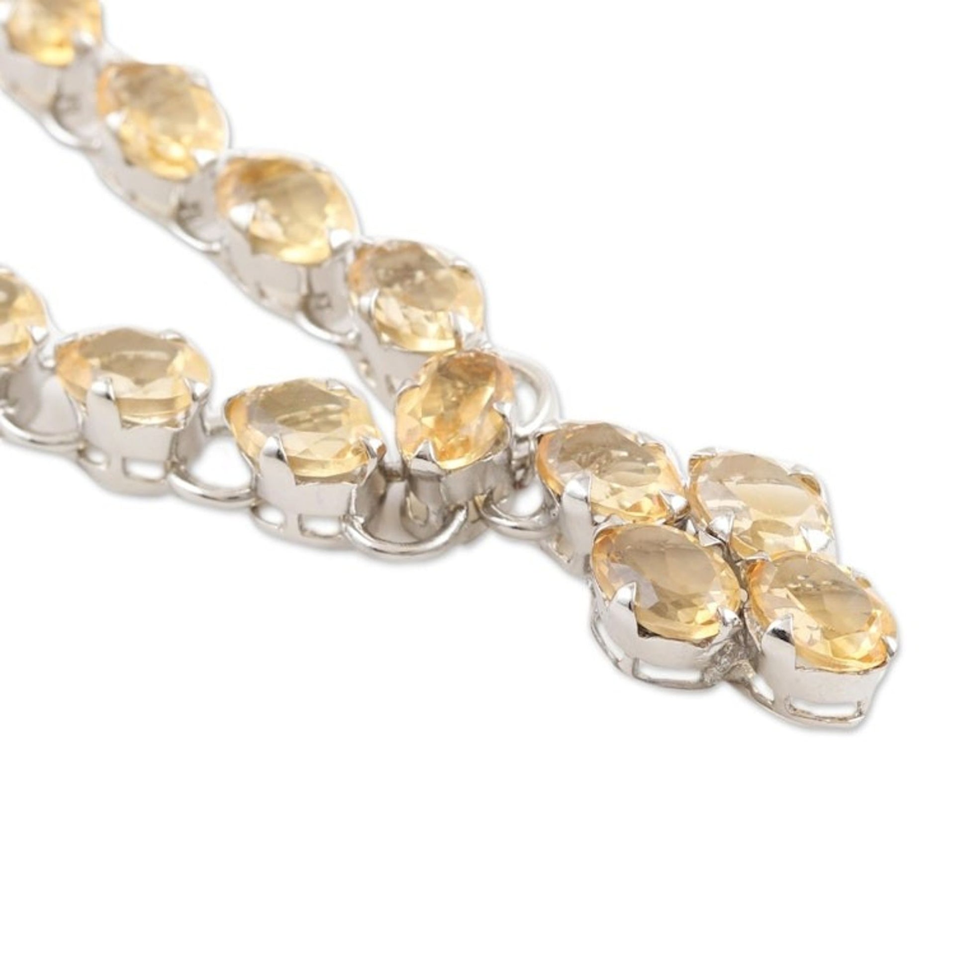 Rhodium-Plated Sterling Silver Citrine Pendant Necklace 'Cheerful Music'