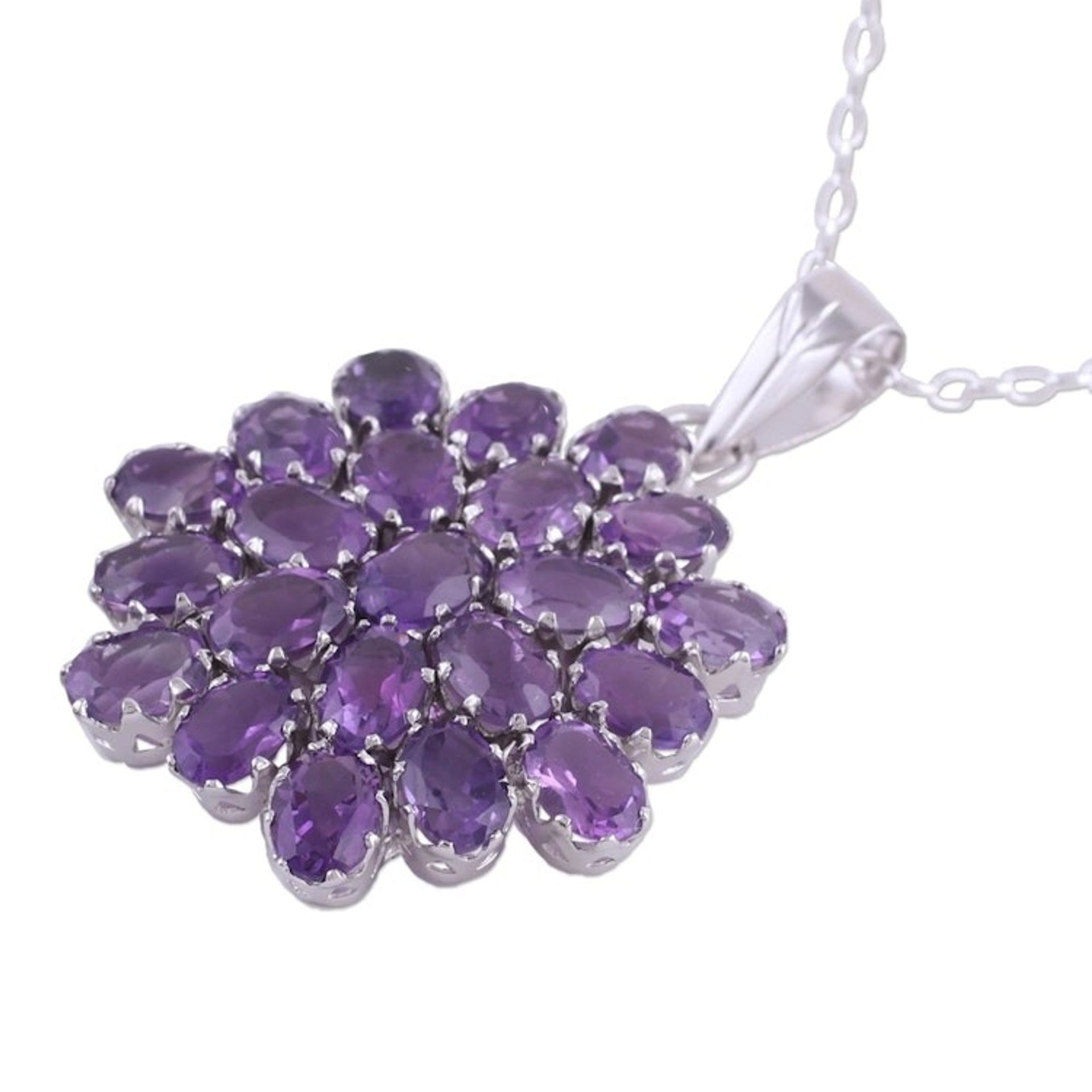 Brilliant 22 Carat Amethyst Pendant Necklace 'Purple Camellia'