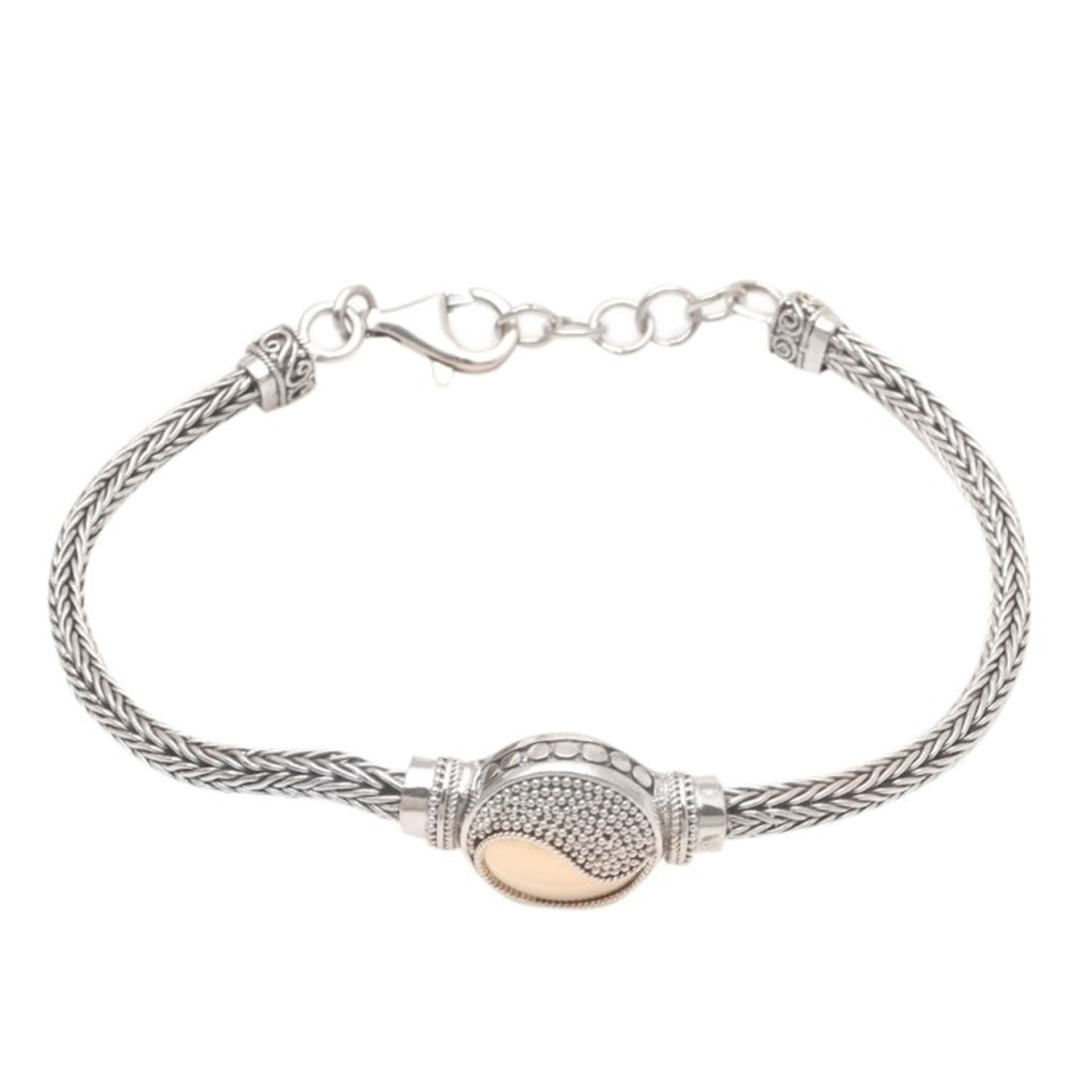 Gold-Accented Sterling Silver Pendant Bracelet 'Ancient Philosophy'