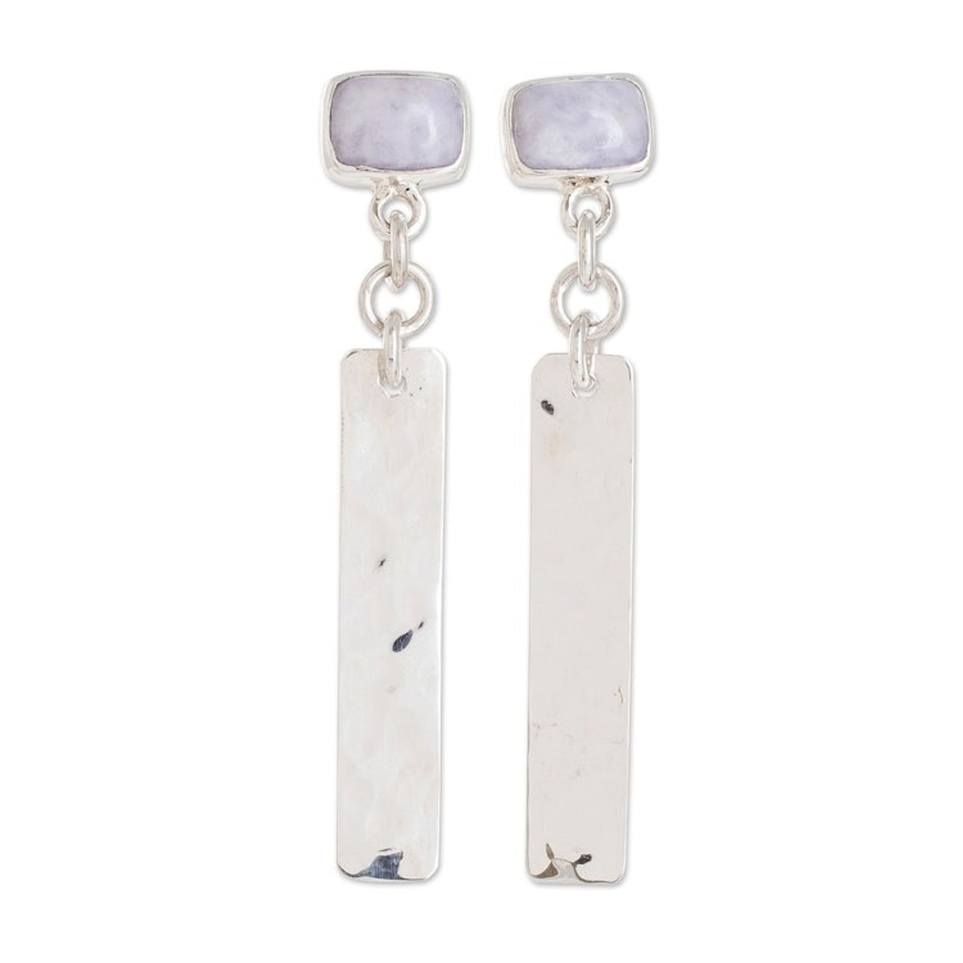 Geometric Lilac Jade Dangle Earrings from Guatemala 'Geometric Beauty'