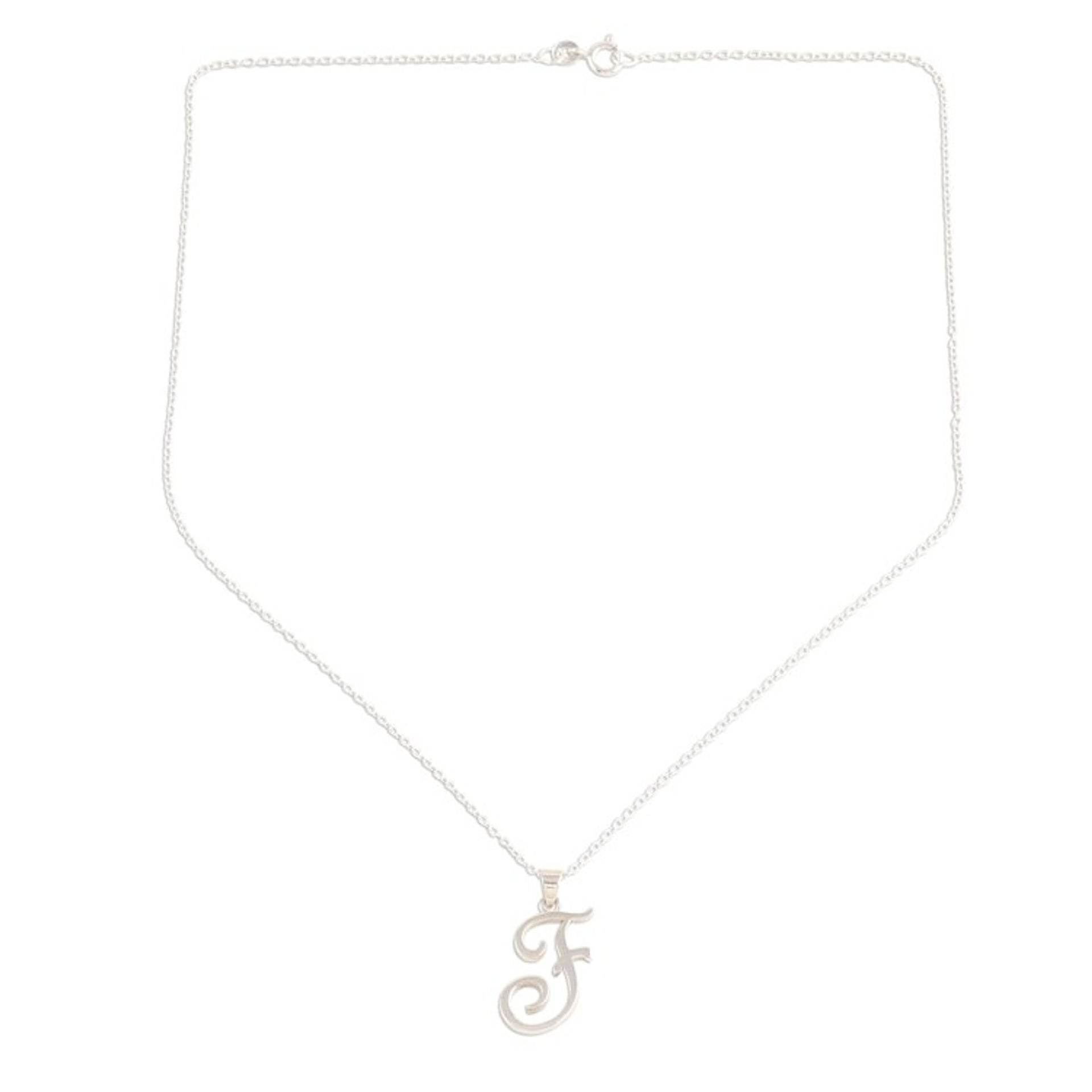 Artisan Crafted F Initial Necklace from India 'Dancing F'