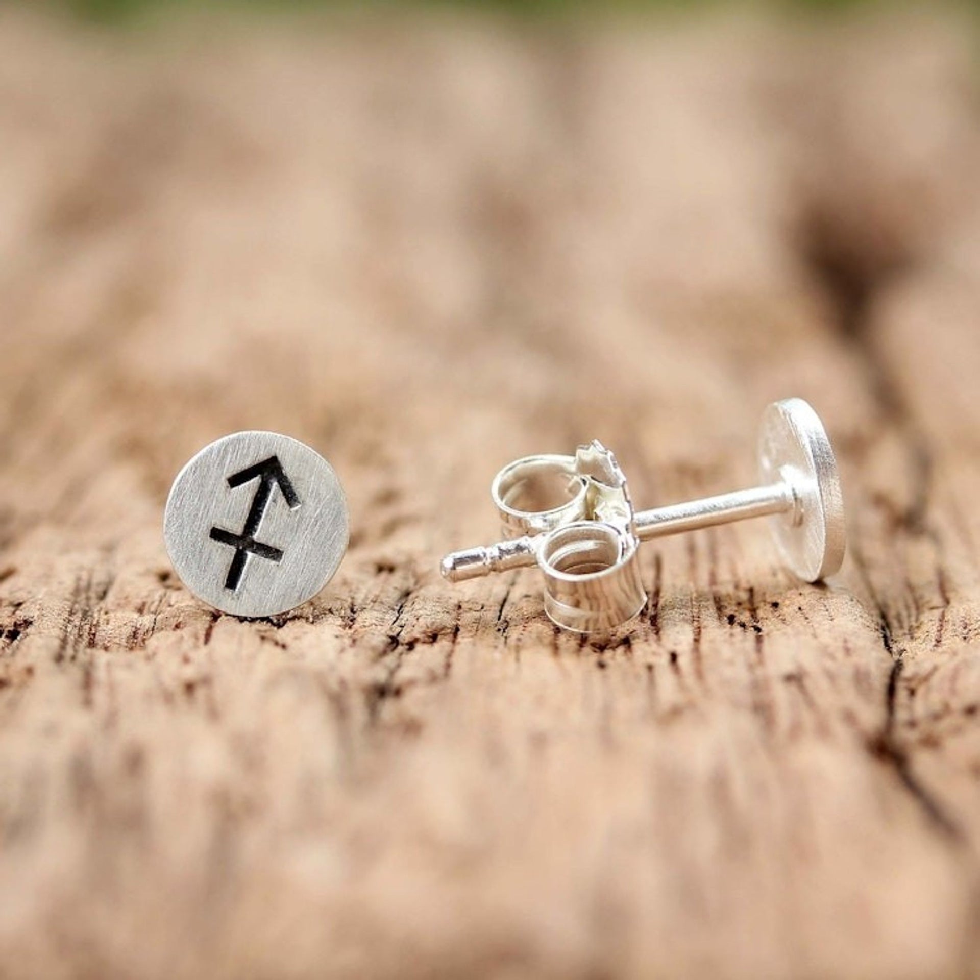 Sterling Silver Sagittarius Stud Earrings from Thailand 'Satin Sagittarius'