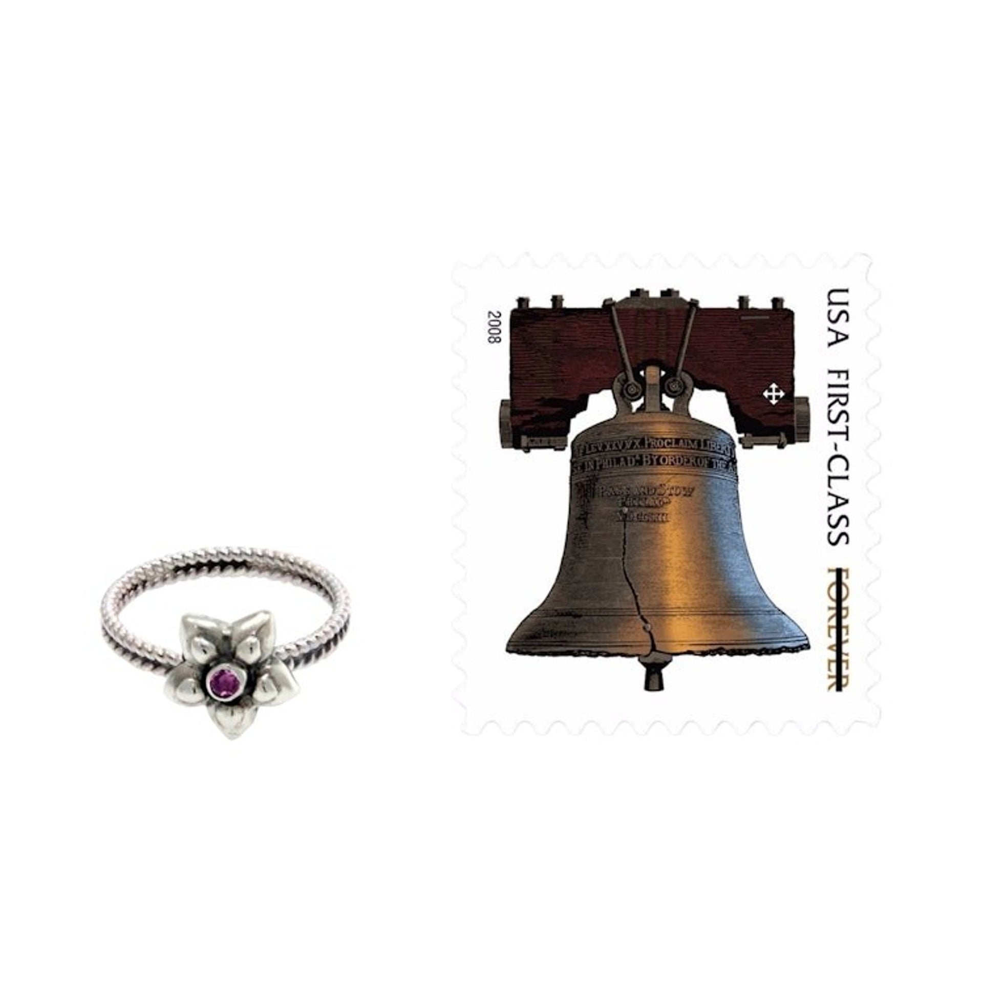 Pink Tourmaline and Sterling Silver Ring 'October Marigold'