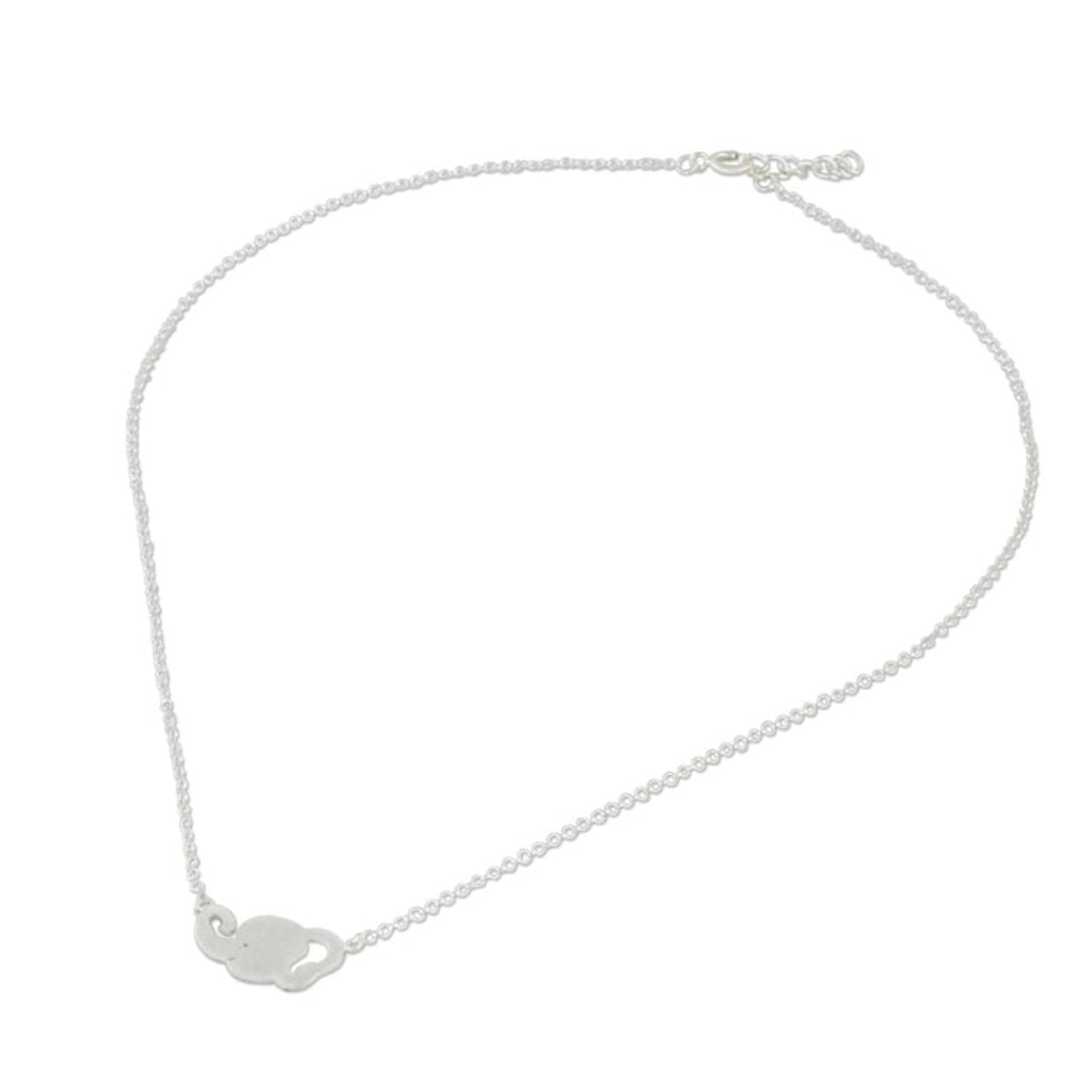 Sterling Silver Smiling Elephant Necklace from Thailand 'Elephant Grin'